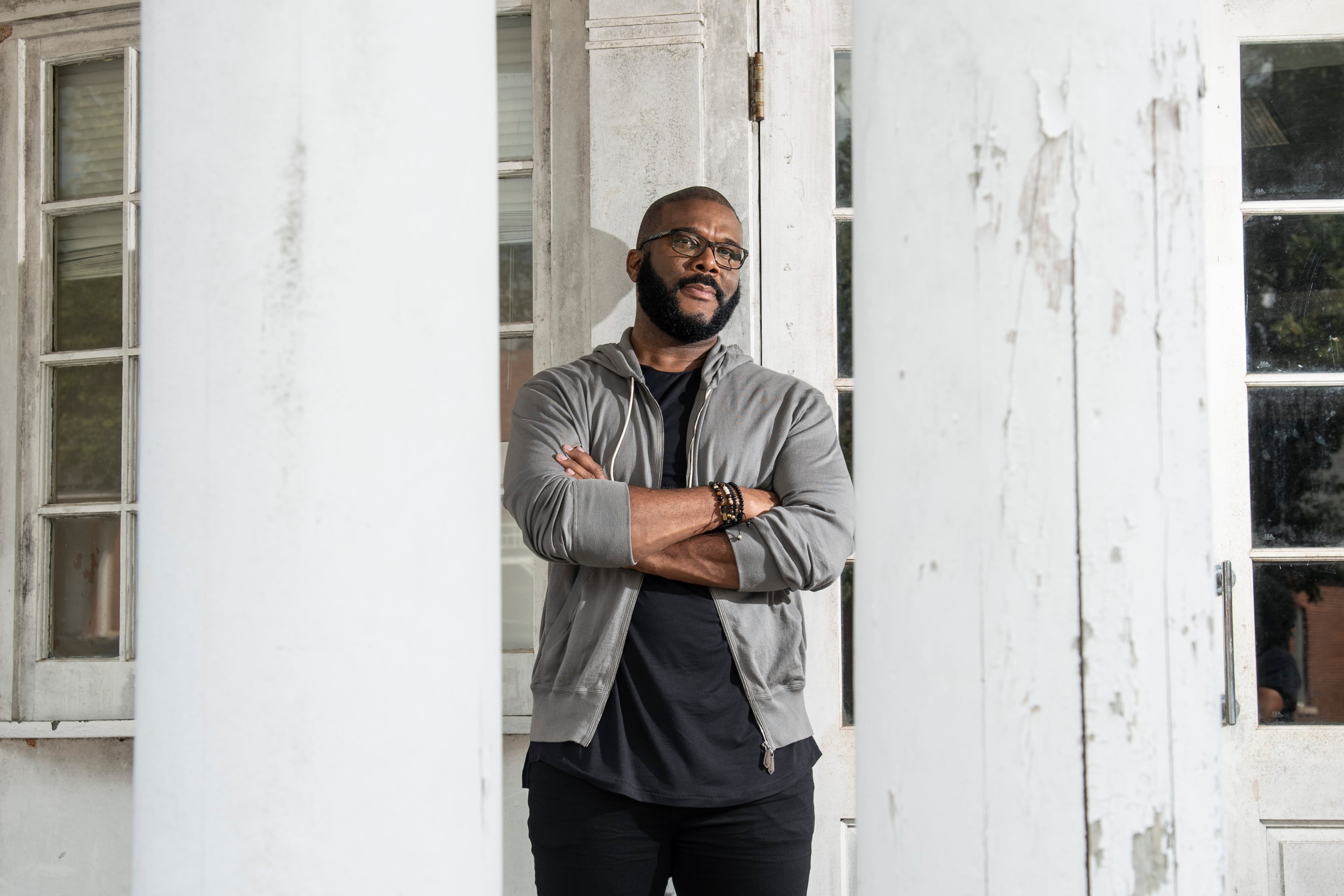 Portrait of Tyler Perry at Tyler Perry Studios on Thursday, Sept. 26, 2019. (Hyosub Shin/AJC)