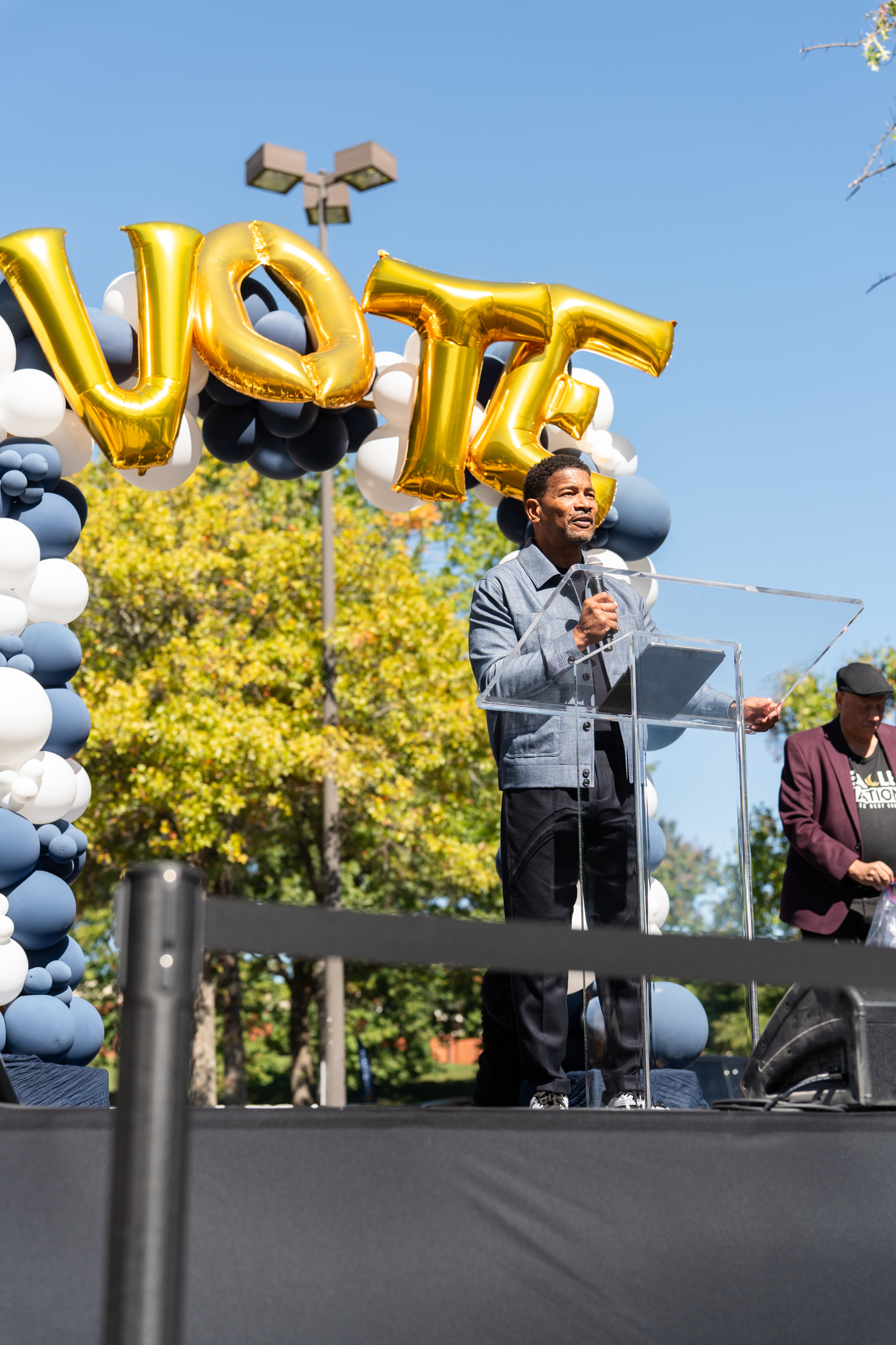 Eagles Nest Church senior pastor Lee Jenkins leads his congregation on a "Souls to the Polls" march from the congregation to an early voting site Sunday, Oct. 18, 2026. (Courtesy)