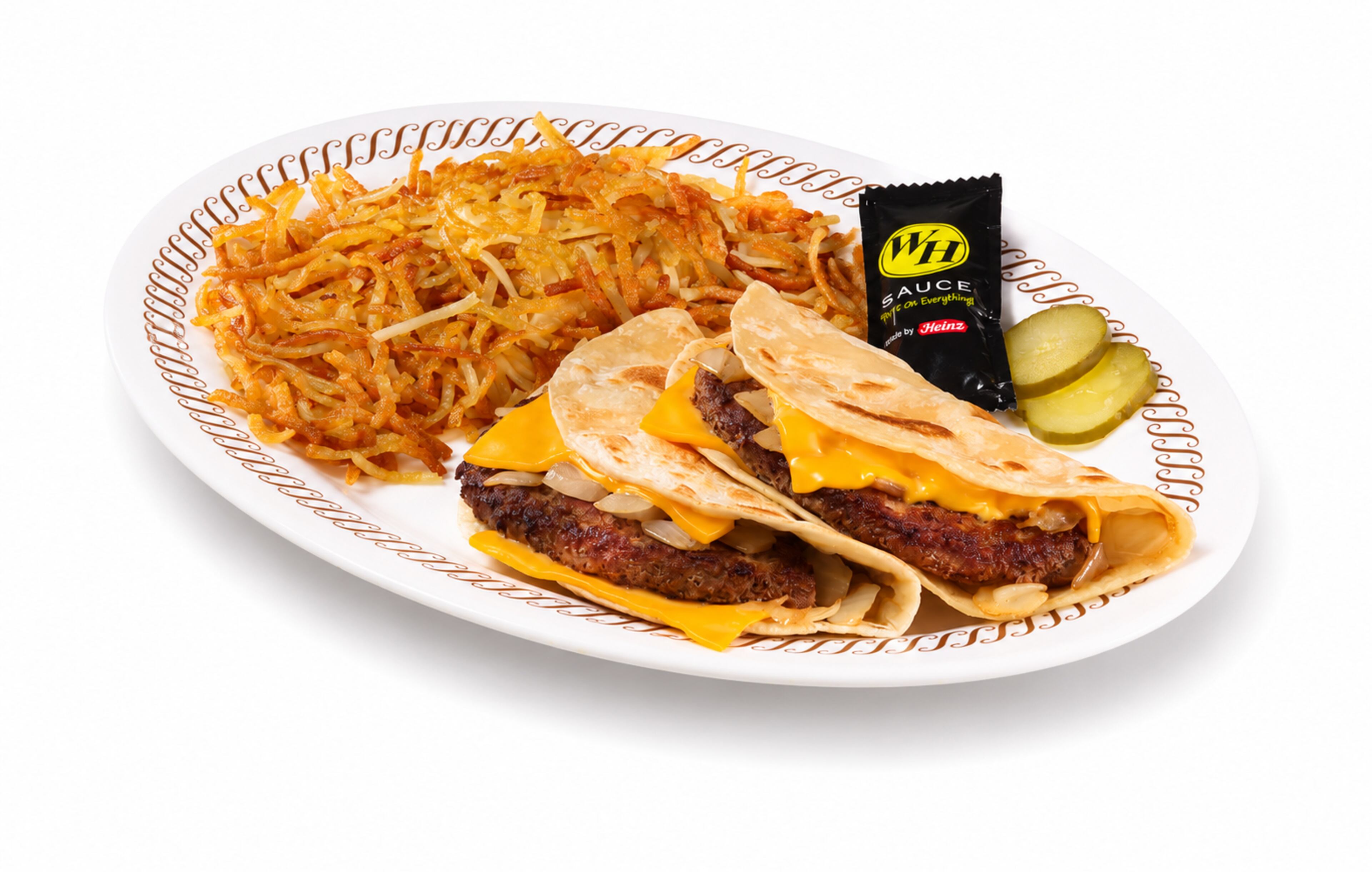A Waffle House patty melt taco. (Courtesy of Waffle House).