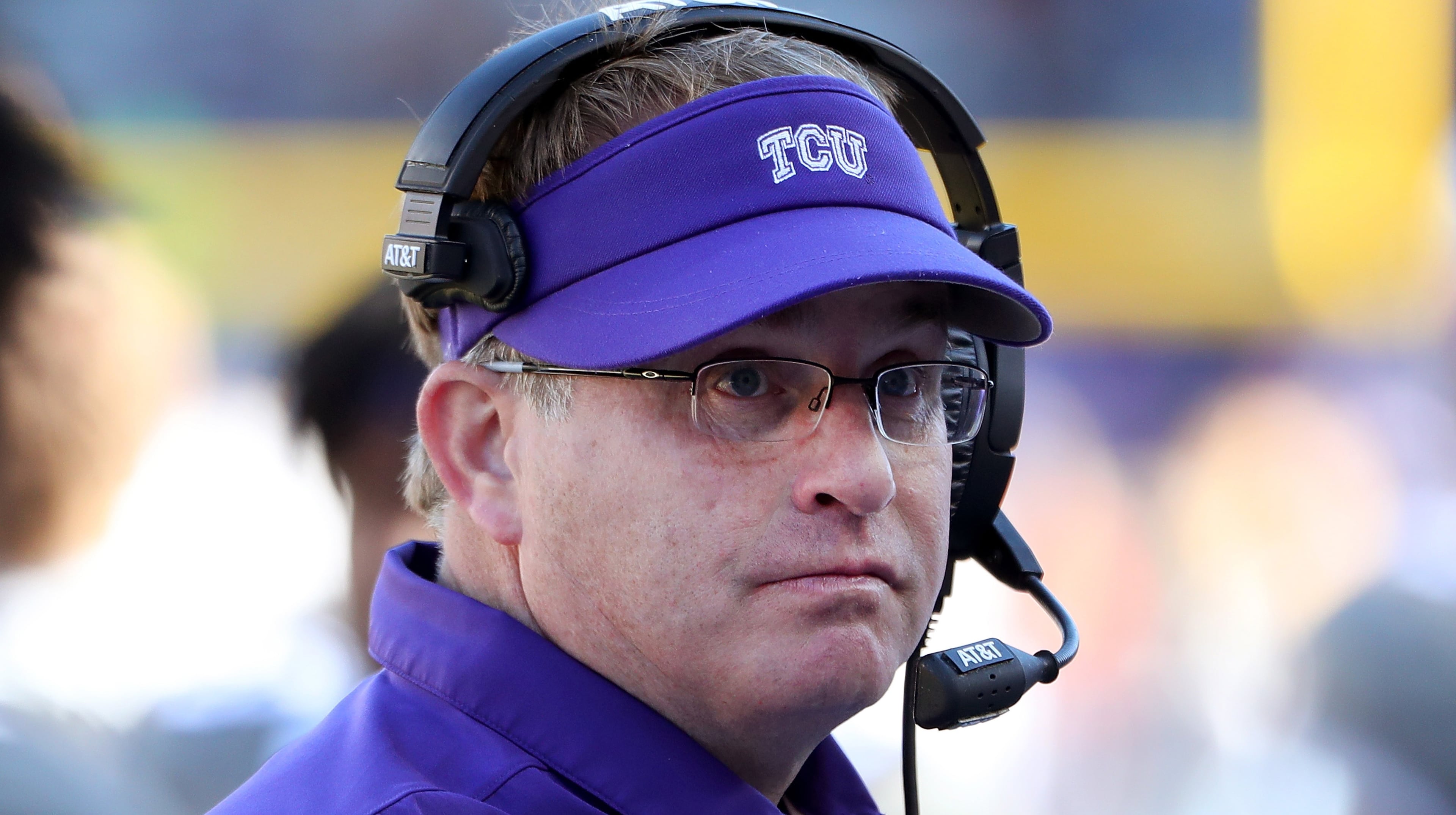 FORT WORTH, TX - NOVEMBER 19: Head coach Gary Patterson of the TCU Horned Frogs leads the Horned Frogs against the Oklahoma State Cowboys in the second half at Amon G. Carter Stadium on November 19, 2016 in Fort Worth, Texas. (Photo by Tom Pennington/Getty Images)