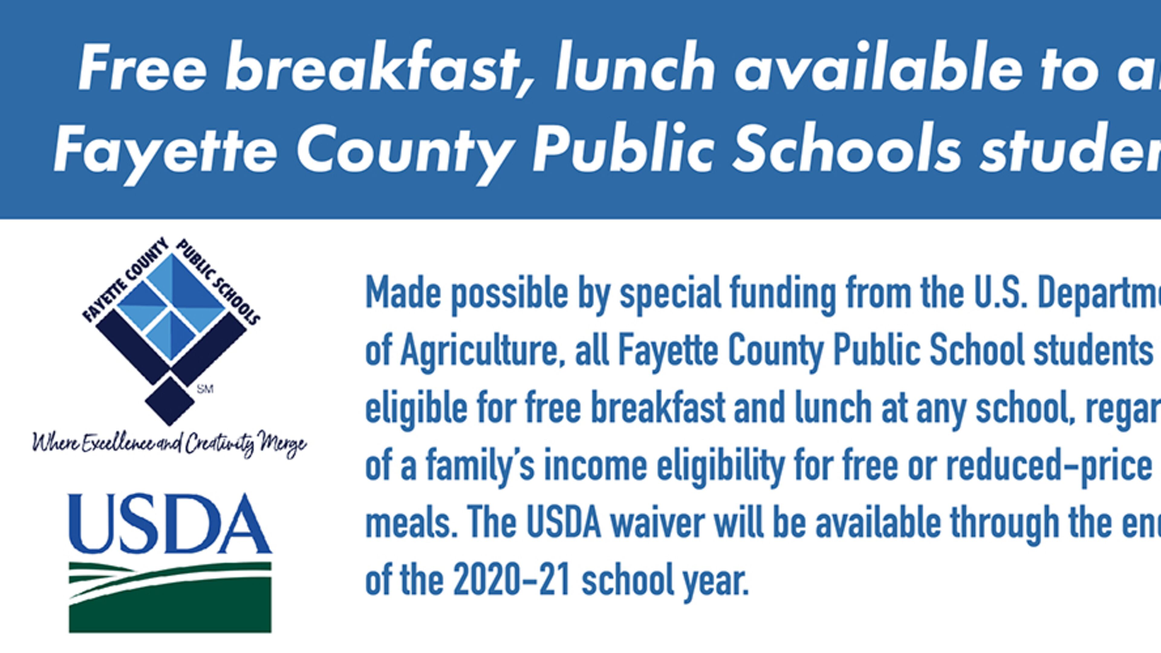 Free breakfast and lunch meals are available to all Fayette students who attend either in person or virtually. Courtesy FCBOE