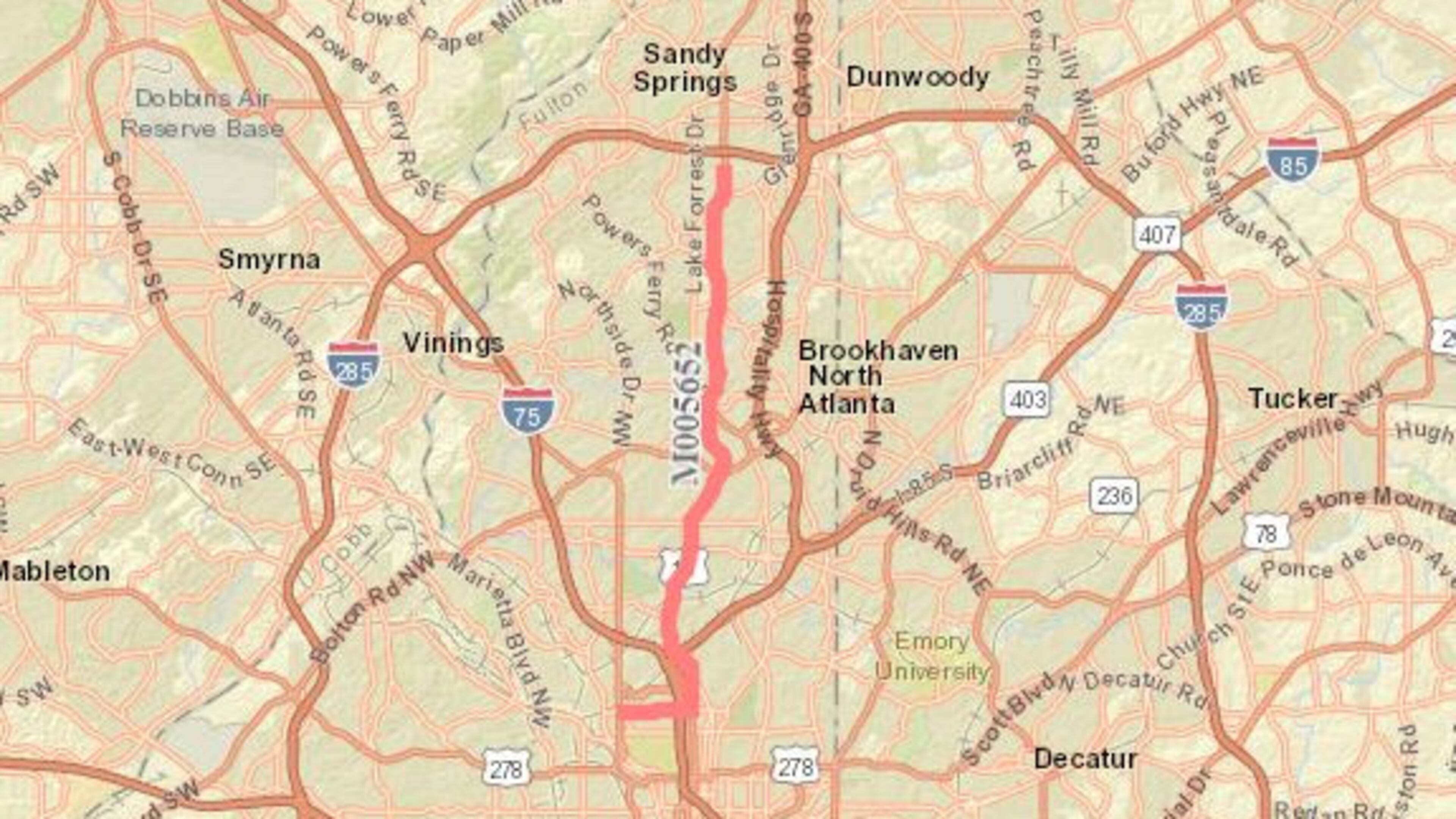 Map depicts the portion of Ga. 9 — also known as West Peachtree Street, Peachtree Road and Roswell Road in Atlanta and Sandy Springs — where lanes will be closed this weekend for an ongoing resurfacing project. GEORGIA DEPARTMENT OF TRANSPORTATION