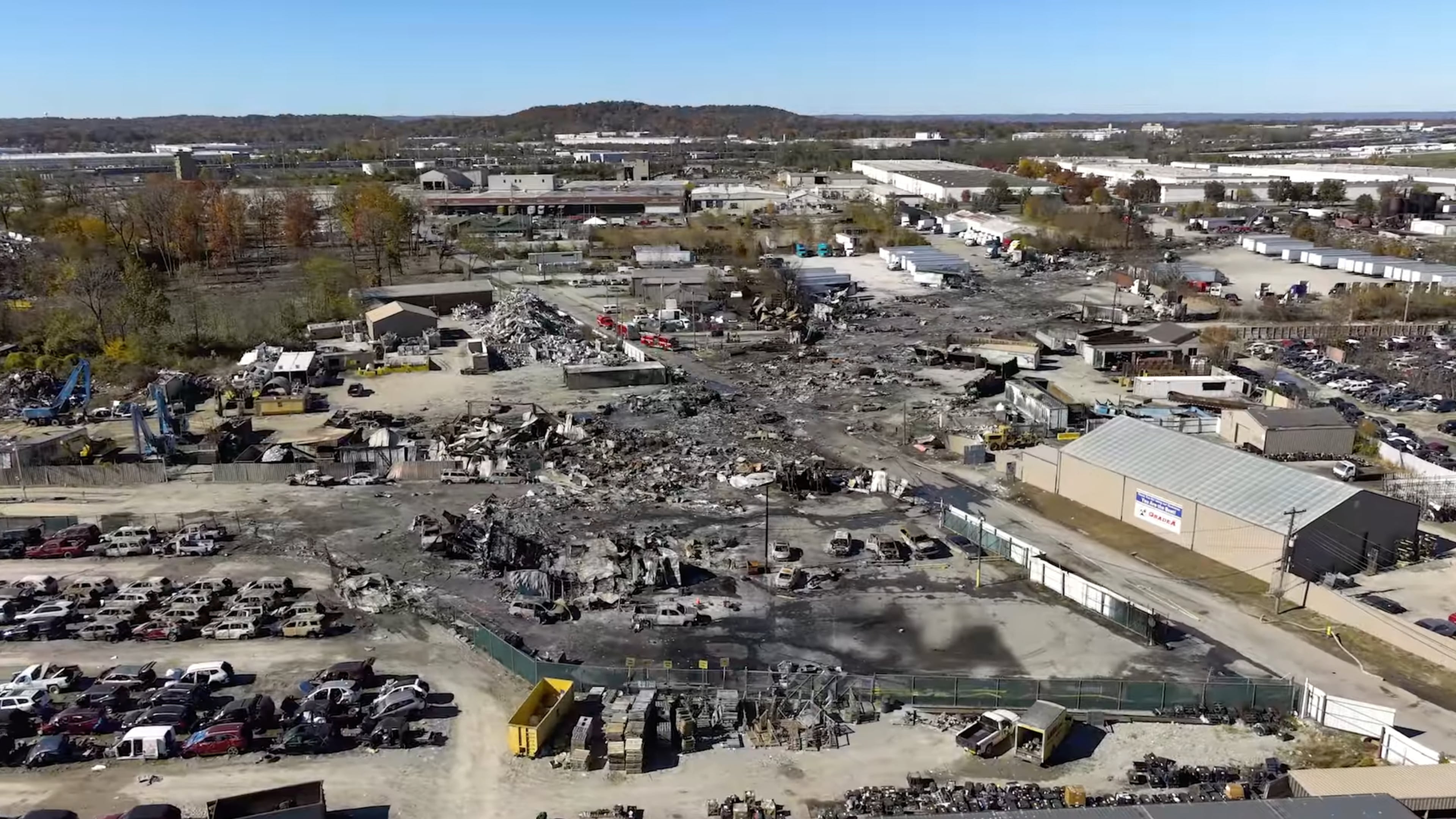 This photo provided by the National Transportation Safety Board shows the UPS plane crash scene on Thursday, Nov. 6, 2025 in Louisville, Ky. (NTSB via AP)