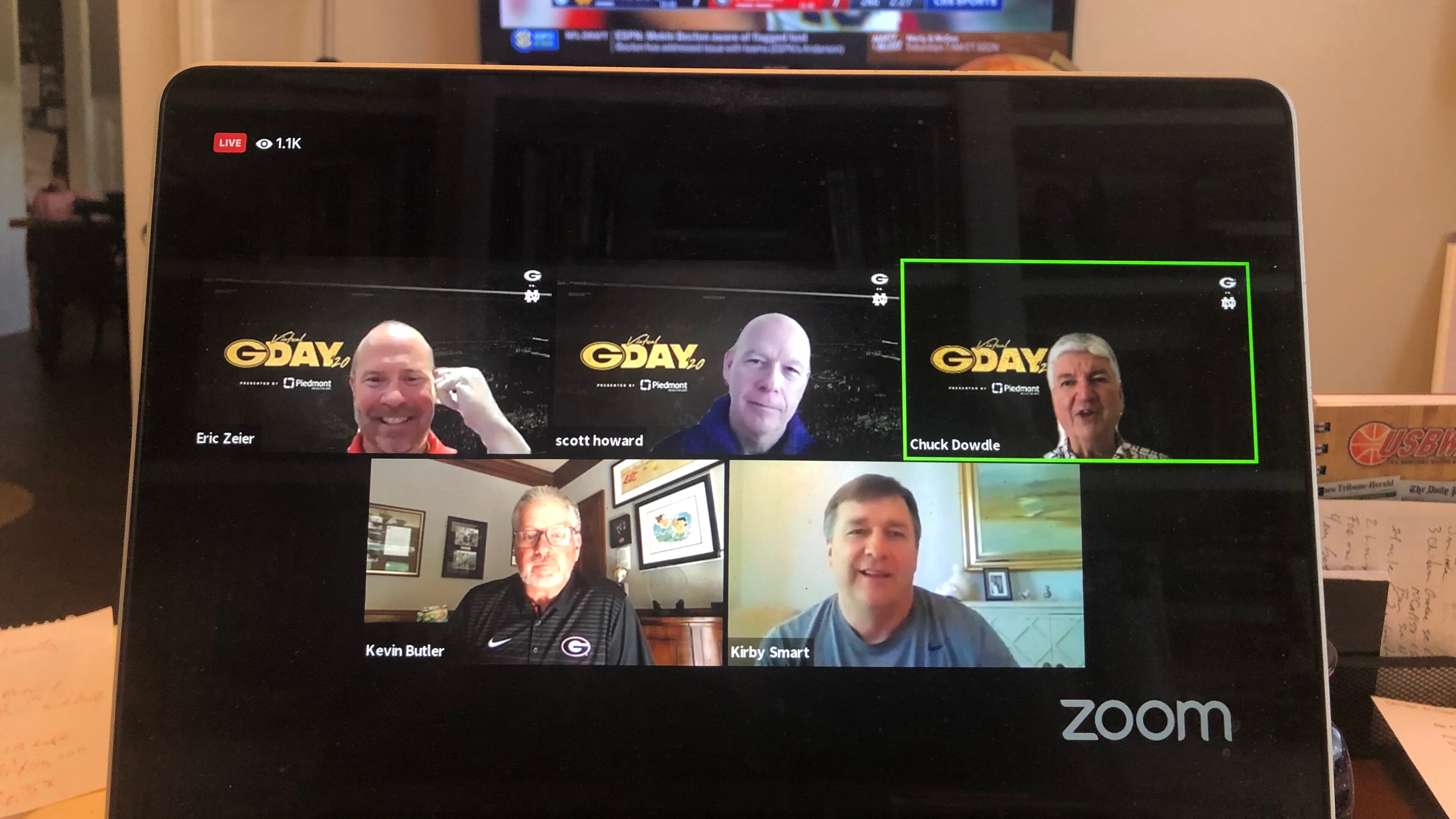 This was how many Georgia football followers spent Saturday afternoon, watching coach Kirby Smart and others follow the replay of last year's Notre Dame game via video conference calls and social media. (By Chip Towers/chip.towers@ajc.com)