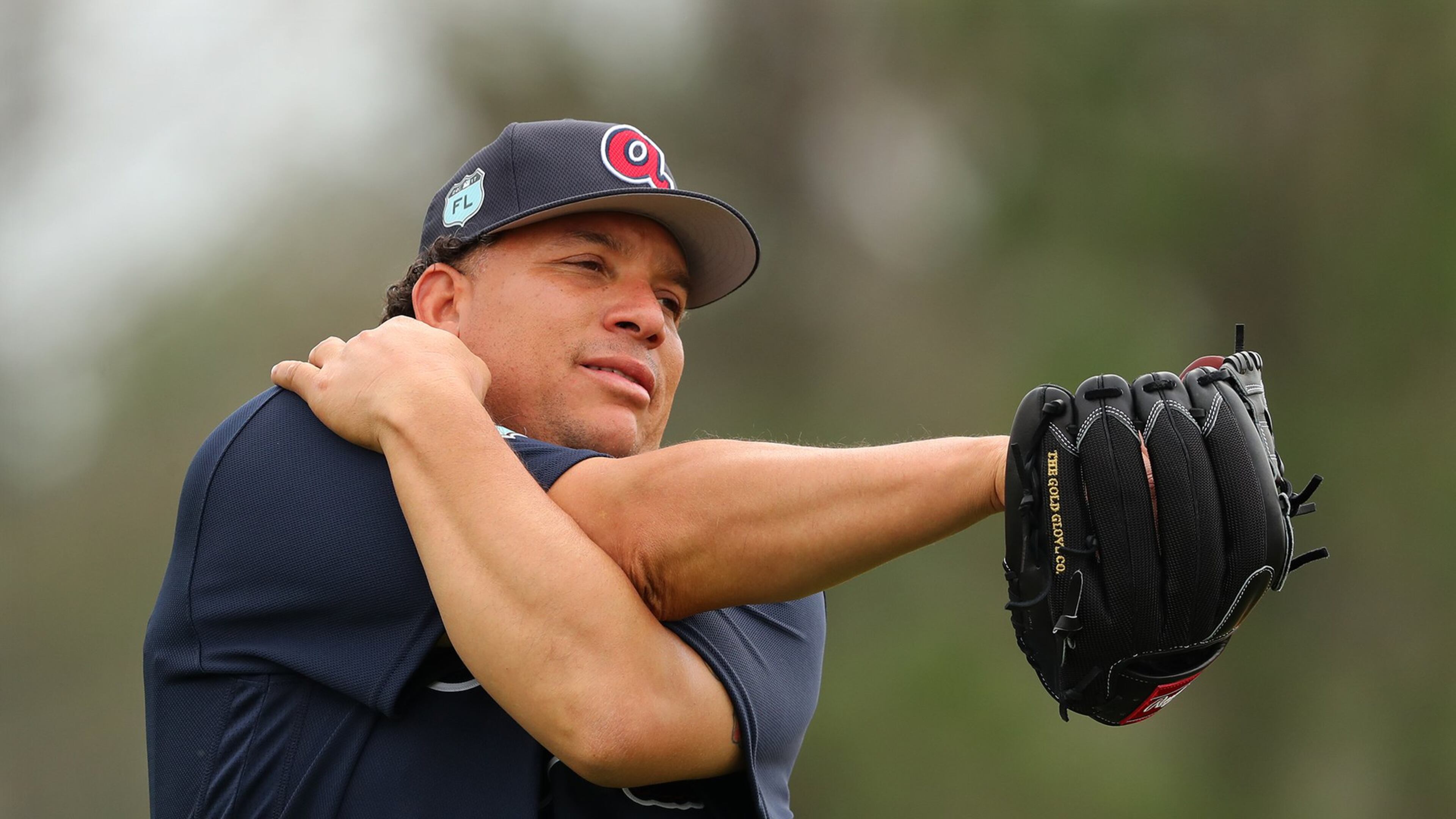 Braves pitcher Bartolo Colon, pictured during an early spring training workout, was charged with eight hits and six runs in 3 2/3 innings Saturday as his ERA climbed to 9.20. (Curtis Compton/ccompton@ajc.com)