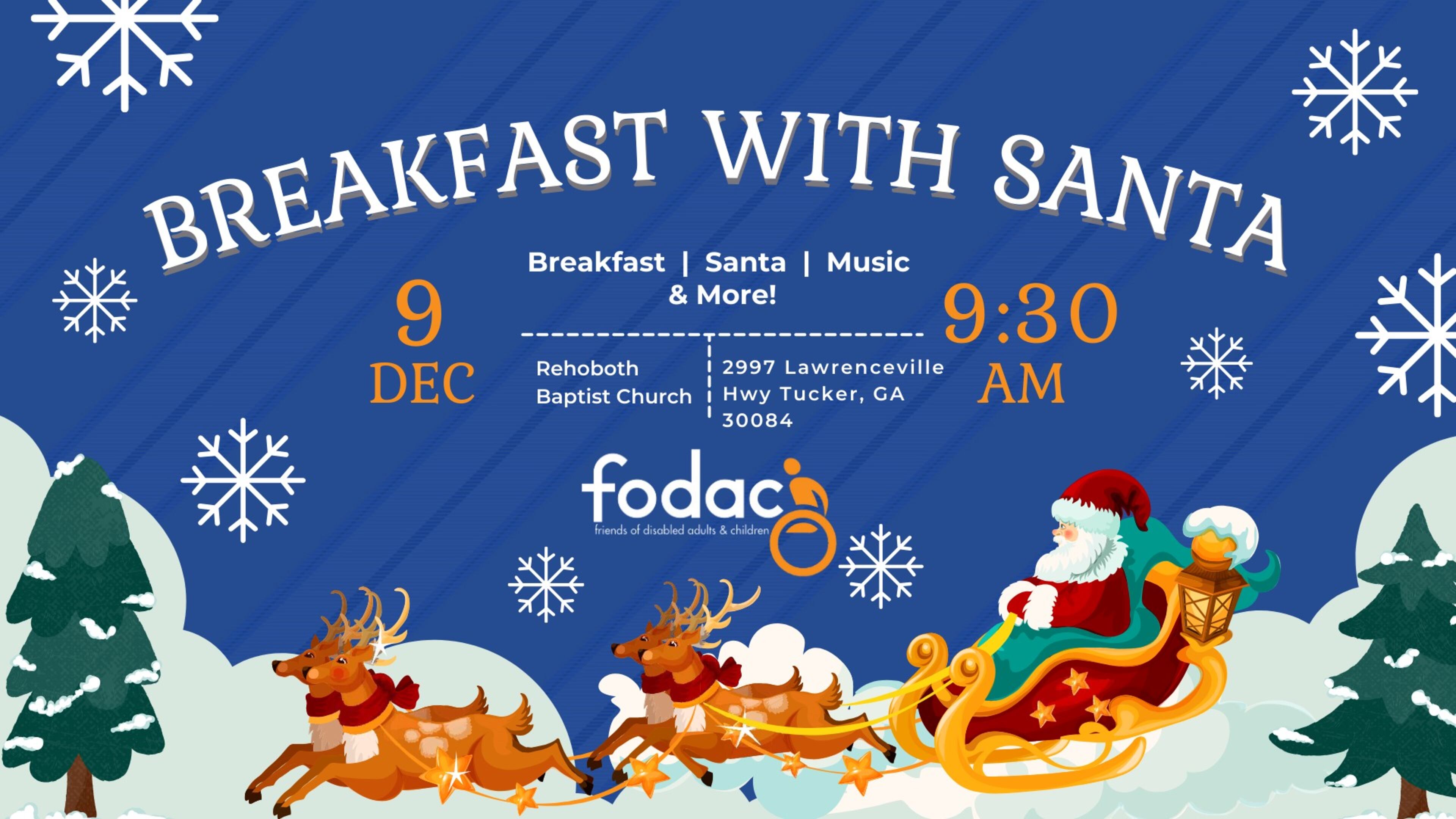 To help children needing essential mobility equipment, FODAC (Friends of Disabled Adults & Children) will host Breakfast with Santa from 9:30 a.m. to noon Dec. 9 at Rehoboth Baptist Church, 2997 Lawrenceville Highway, Tucker. (Courtesy of FODAC)