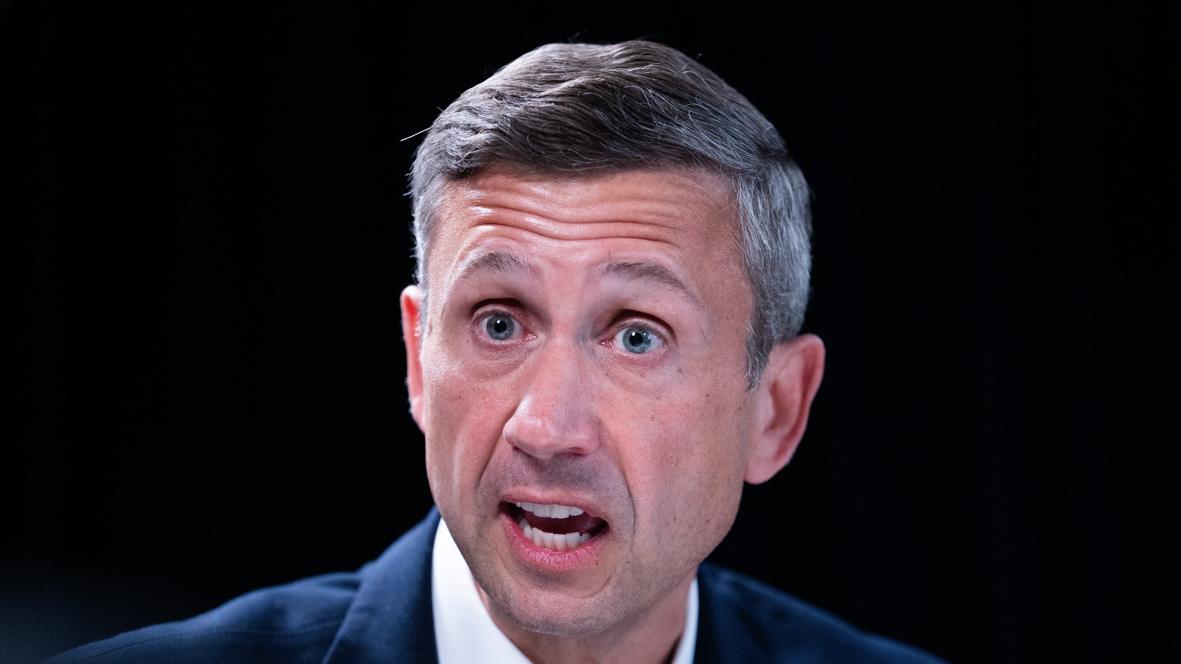 FILE - Democratic National Committee chair Ken Martin speaks during an interview with The Associated Press at DNC headquarters, Jan. 12, 2026, in Washington. (AP Photo/Allison Robbert, File)