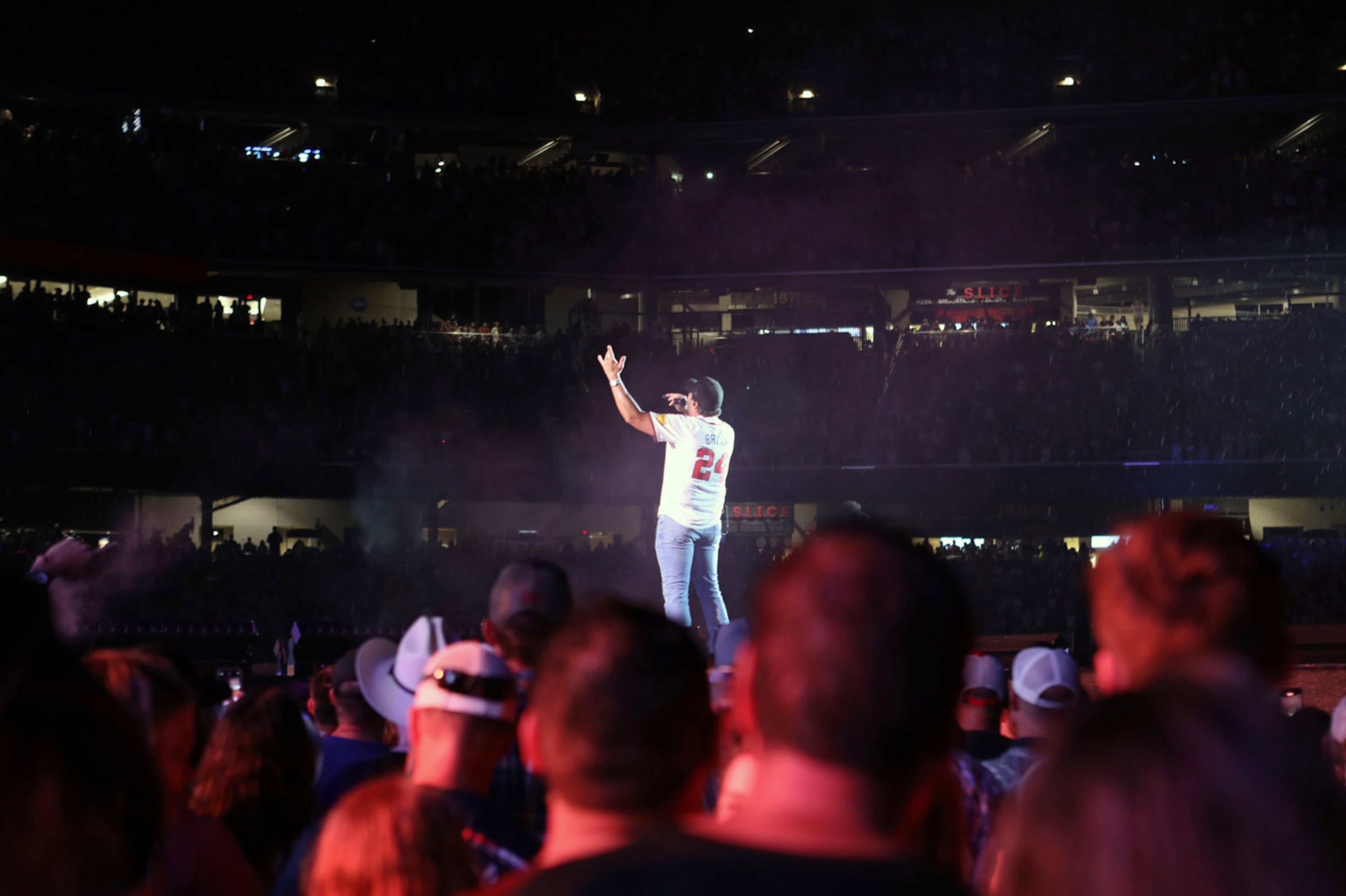 Luke Bryan rocked rainy and sold out Truist Park on Saturday, August 17, 2024 on his Mind of a Country Boy Tour. His support acts were Bailey Zimmerman, Kameron Marlowe and American Idol winner Chayce Beckham.
Robb Cohen for the Atlanta Journal-Constitution