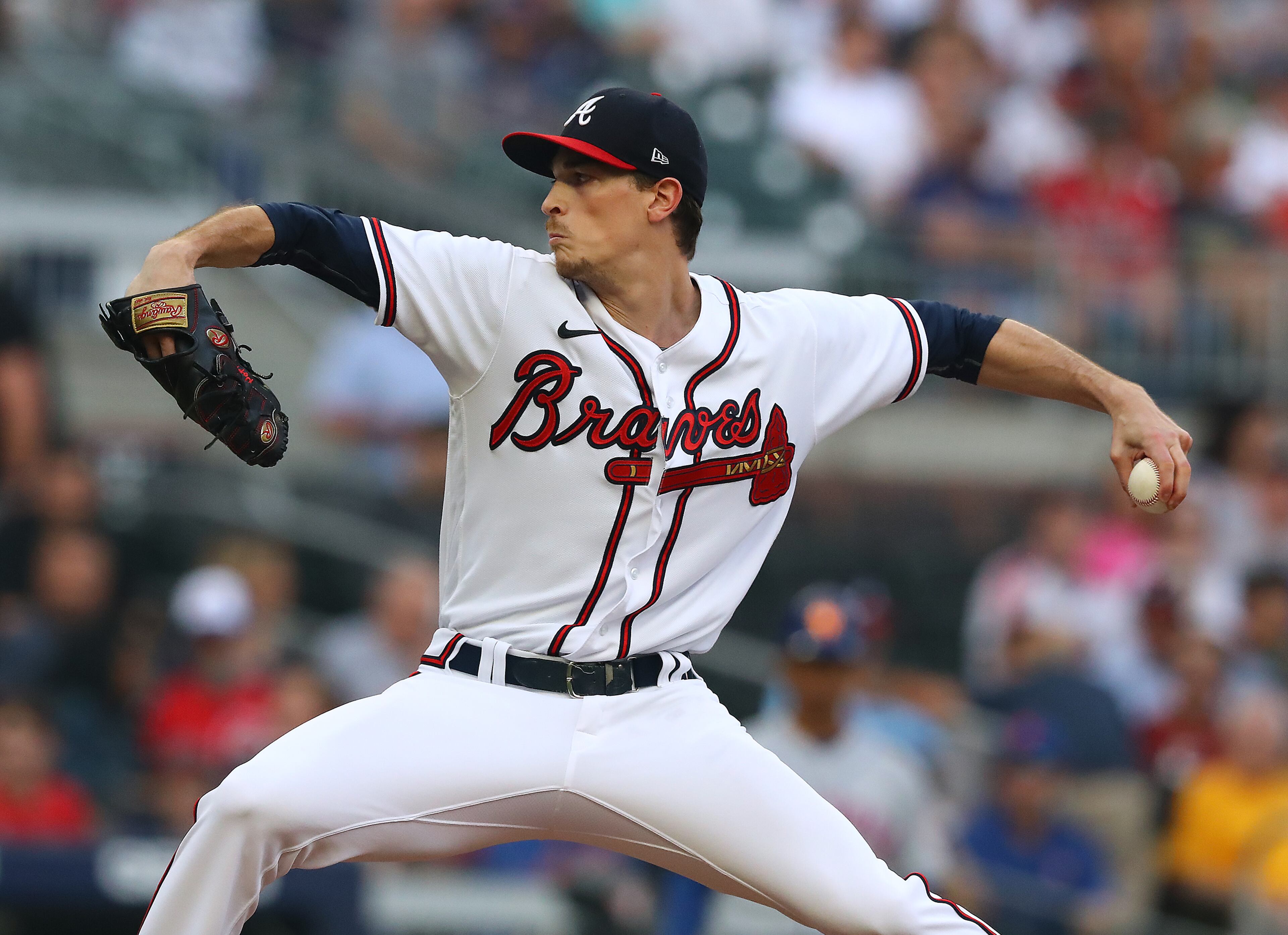 Braves starting pitcher Max Fried delivers against the New York Mets during the first inning in a MLB baseball game on Thursday, August 18, 2022, in Atlanta. “Curtis Compton / Curtis Compton@ajc.com