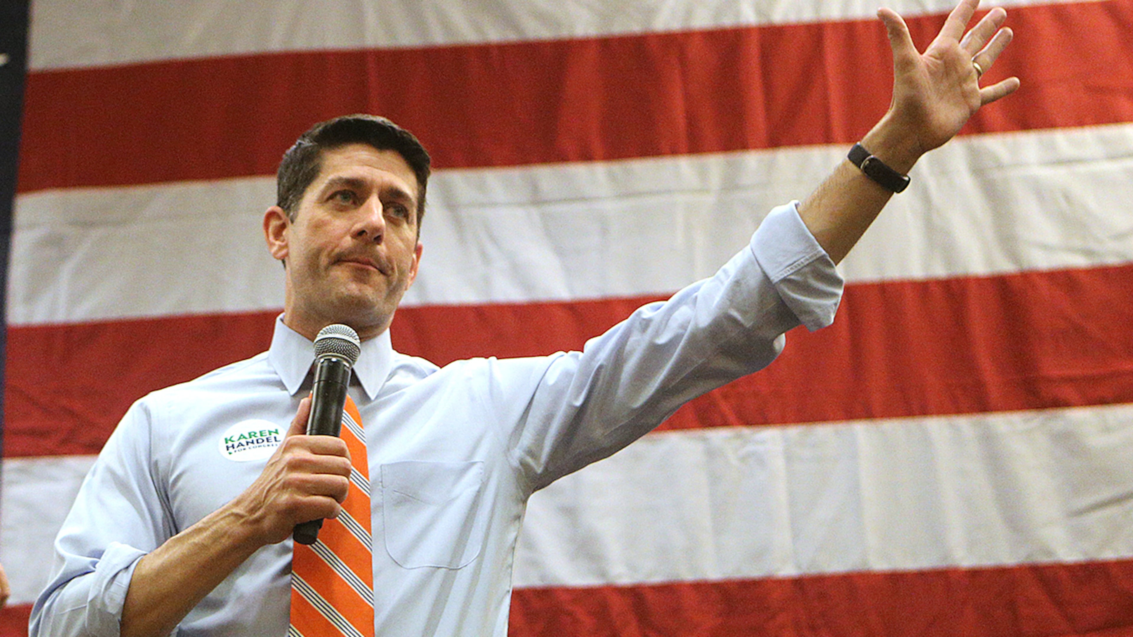 House Speaker Paul Ryan in Atlanta in 2017 while campaigning for Karen Handel. (Photo: Curtis Compton/ccompton@ajc.com/)
