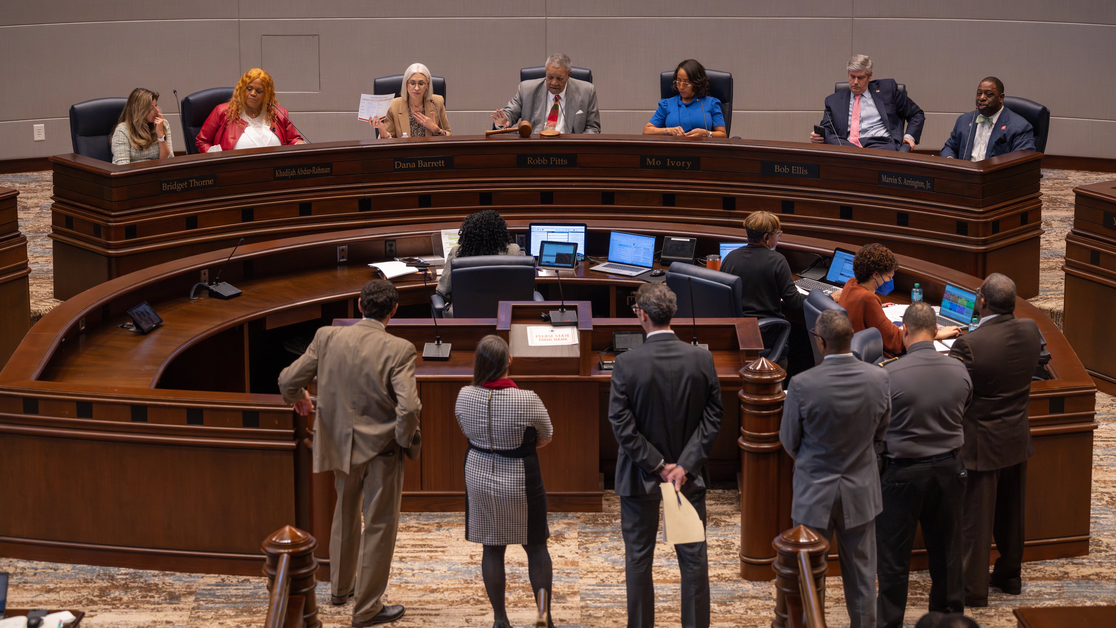 The Fulton County Board of Commissioners, seen here at a meeting in March, will have a new chair and either three or four new commissioners in 2027. (Ben Hendren for the AJC)