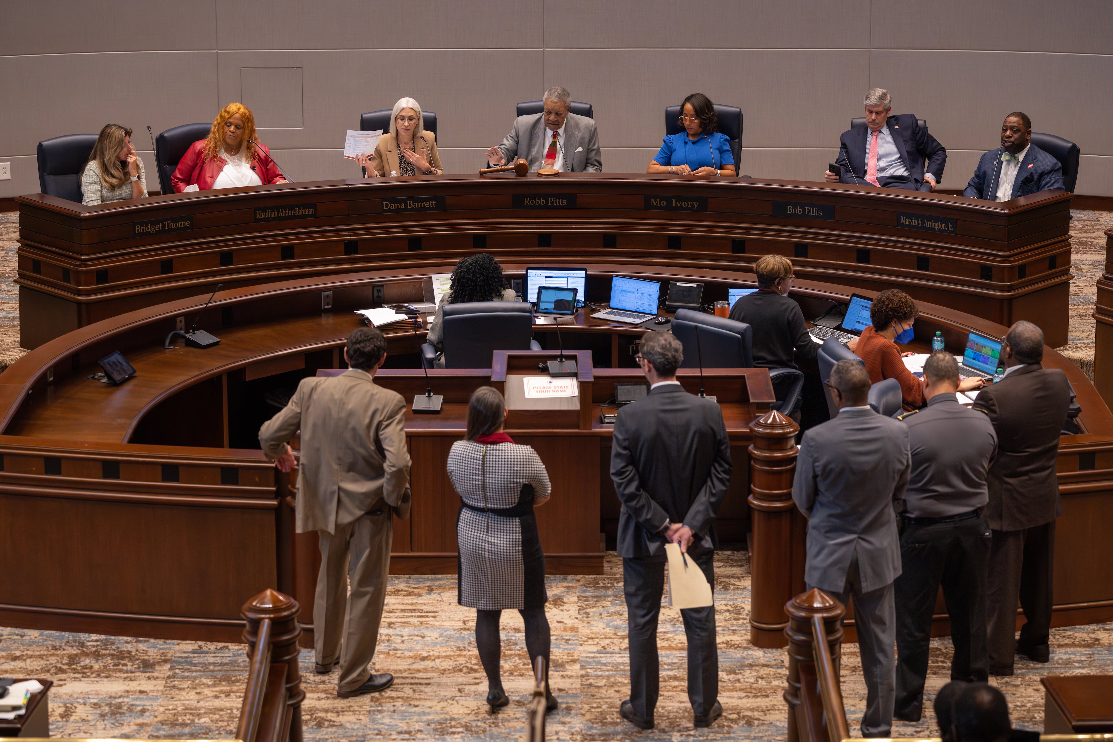 The Fulton County Board of Commissioners, seen here at a meeting in March, will have a new chair and either three or four new commissioners in 2027. (Ben Hendren for the AJC)