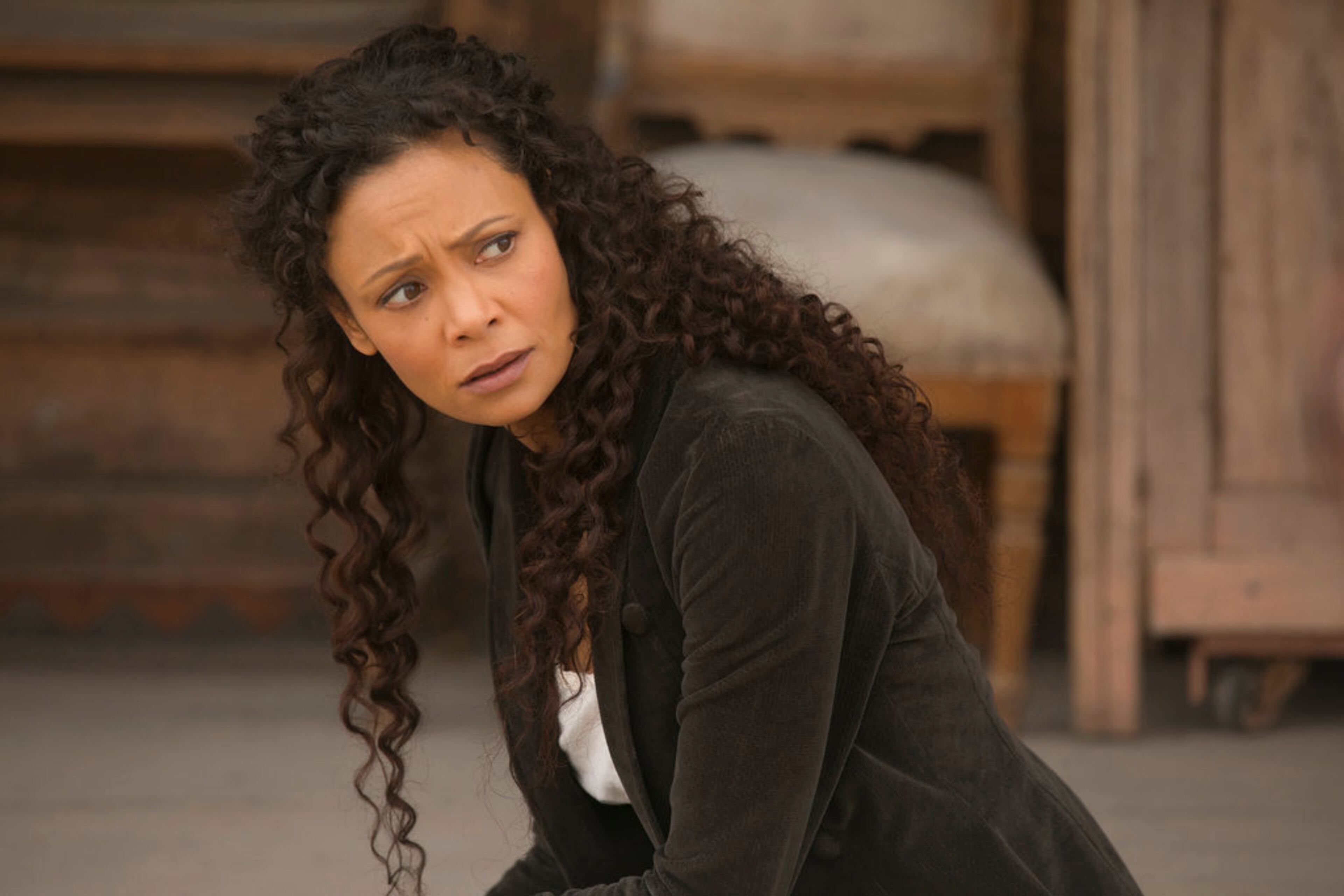 This image released by HBO shows Thandie Newton in a scene from "Westworld." Newton was nominated Thursday for an Emmy for outstanding supporting actress in a drama series. The 70th Emmy Awards will be held on Monday, Sept. 17. (HBO via AP)