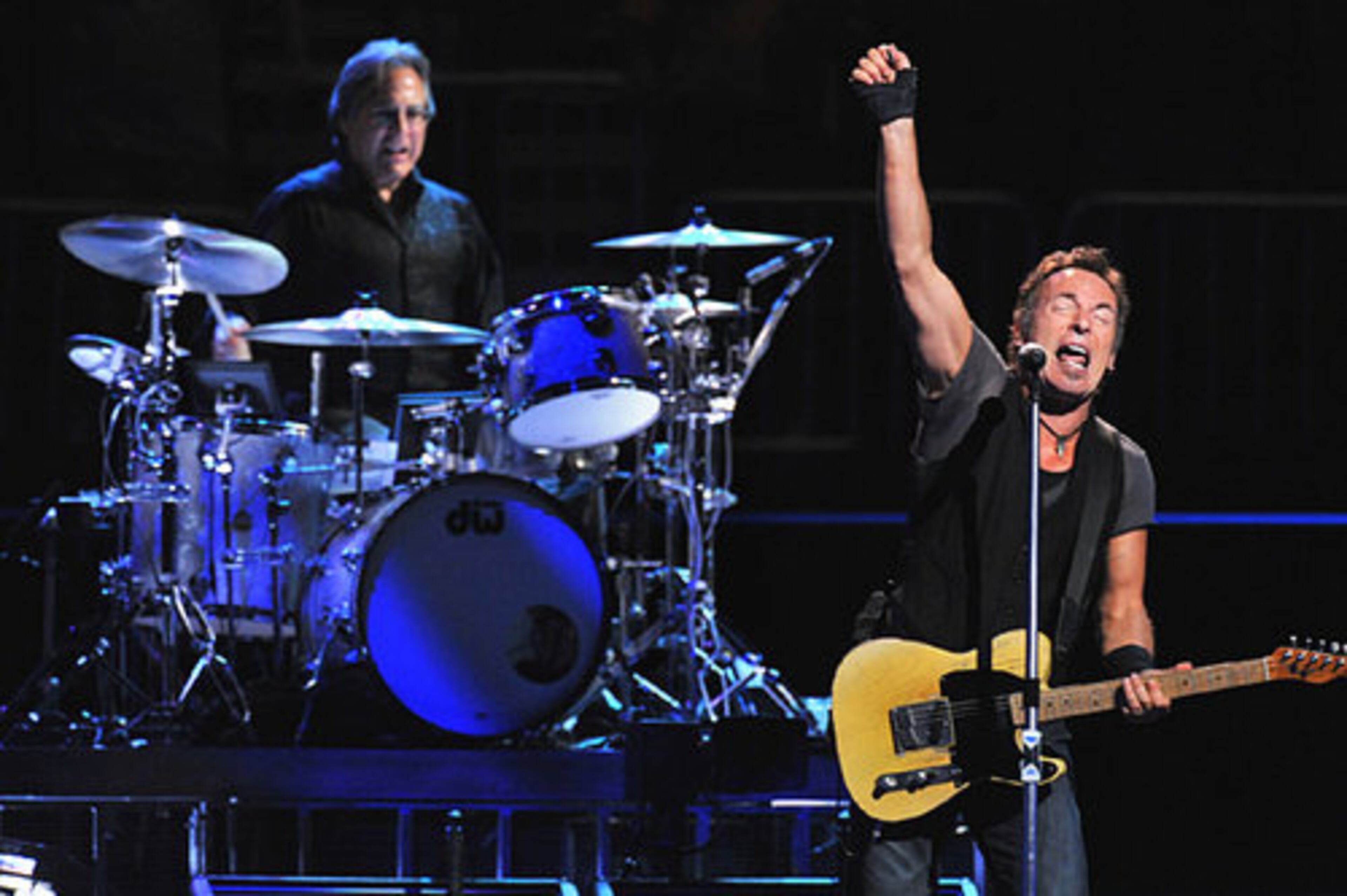 Springsteen opened the show with "Badlands." Behind him is longtime drummer Max Weinberg.