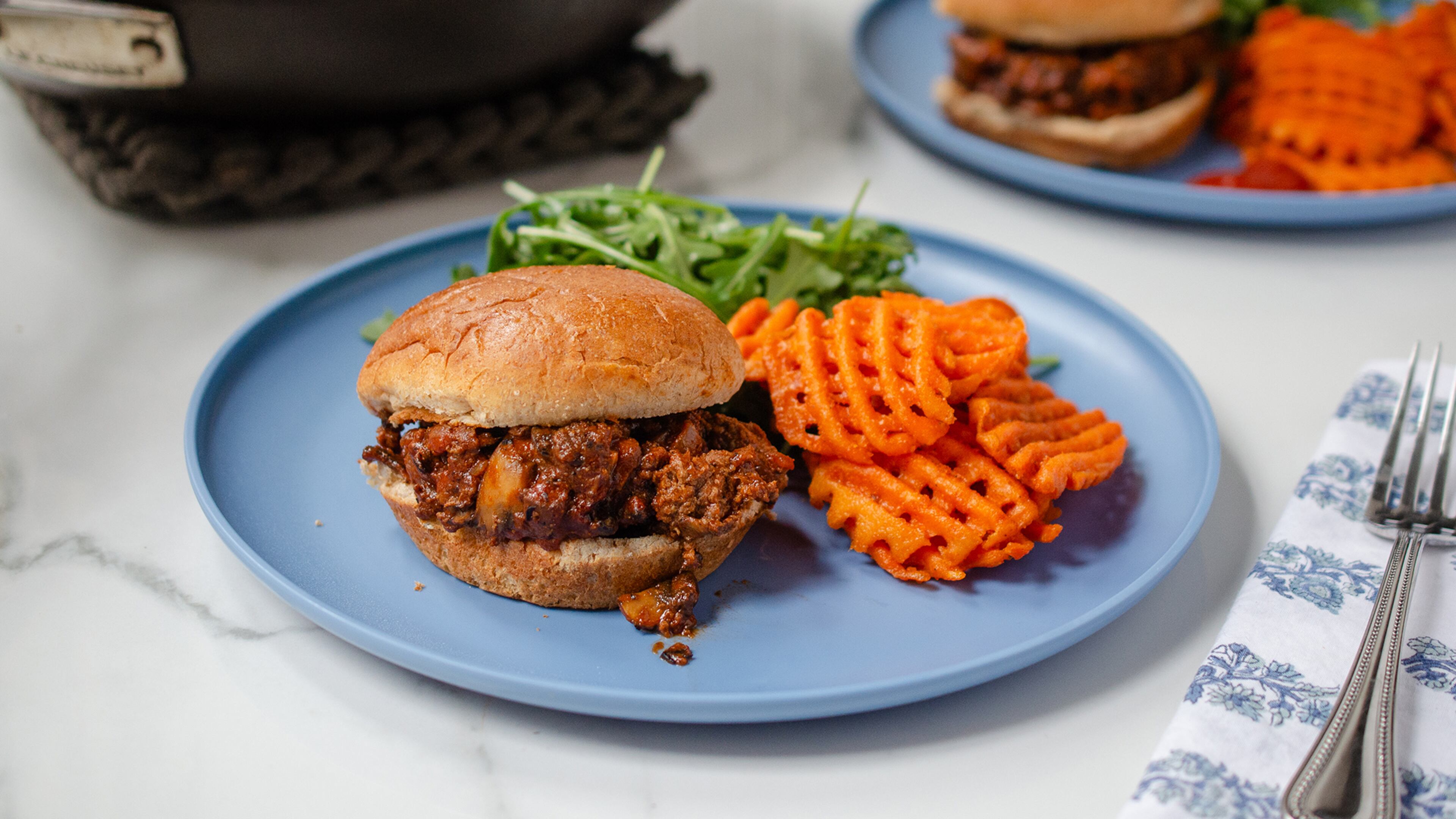The rich and savory combination of sauted grass-fed ground beef and chopped mushrooms makes a good and good for you Blended Burger Sloppy Joe.
(Virginia Willis for The Atlanta Journal-Constitution)