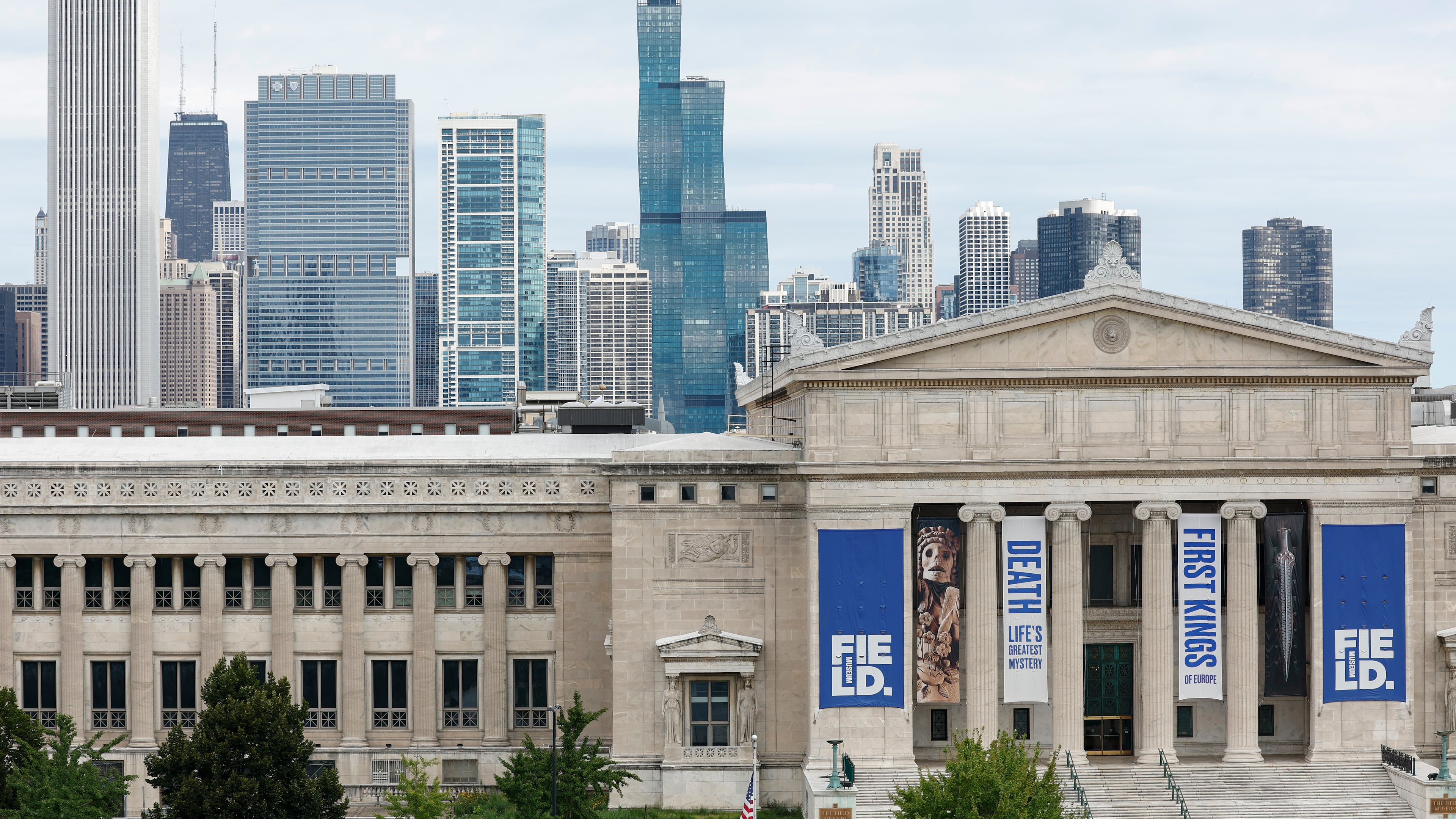 FILE -Field Museum and Chicago's skyline is seen from Soldier Field prior to an NFL preseason football game between the Chicago Bears and the Tennessee Titans, Aug. 12, 2023, in Chicago. (AP Photo/Kamil Krzaczynski, File)
