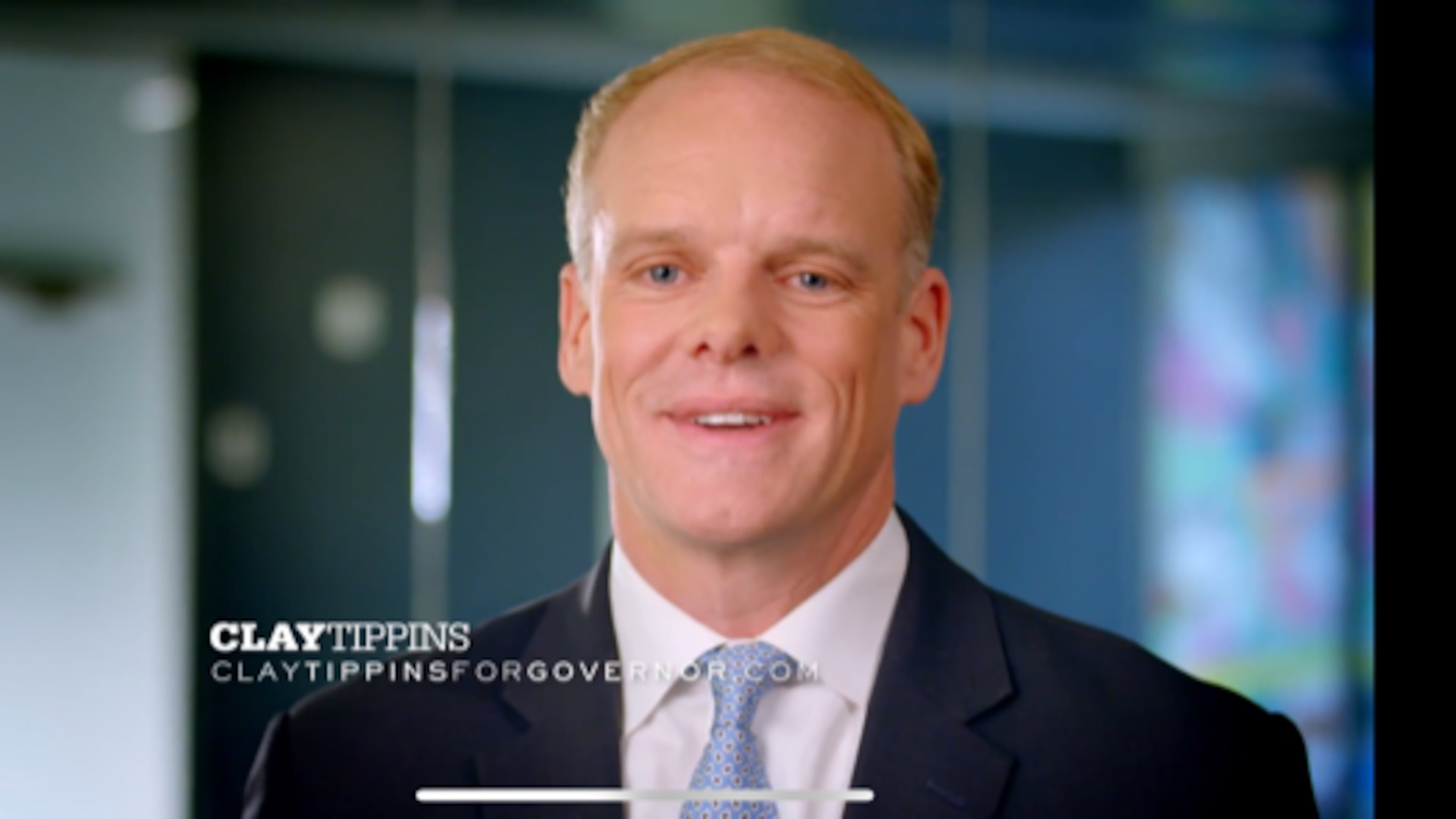A screenshot from Clay Tippins first TV ad.