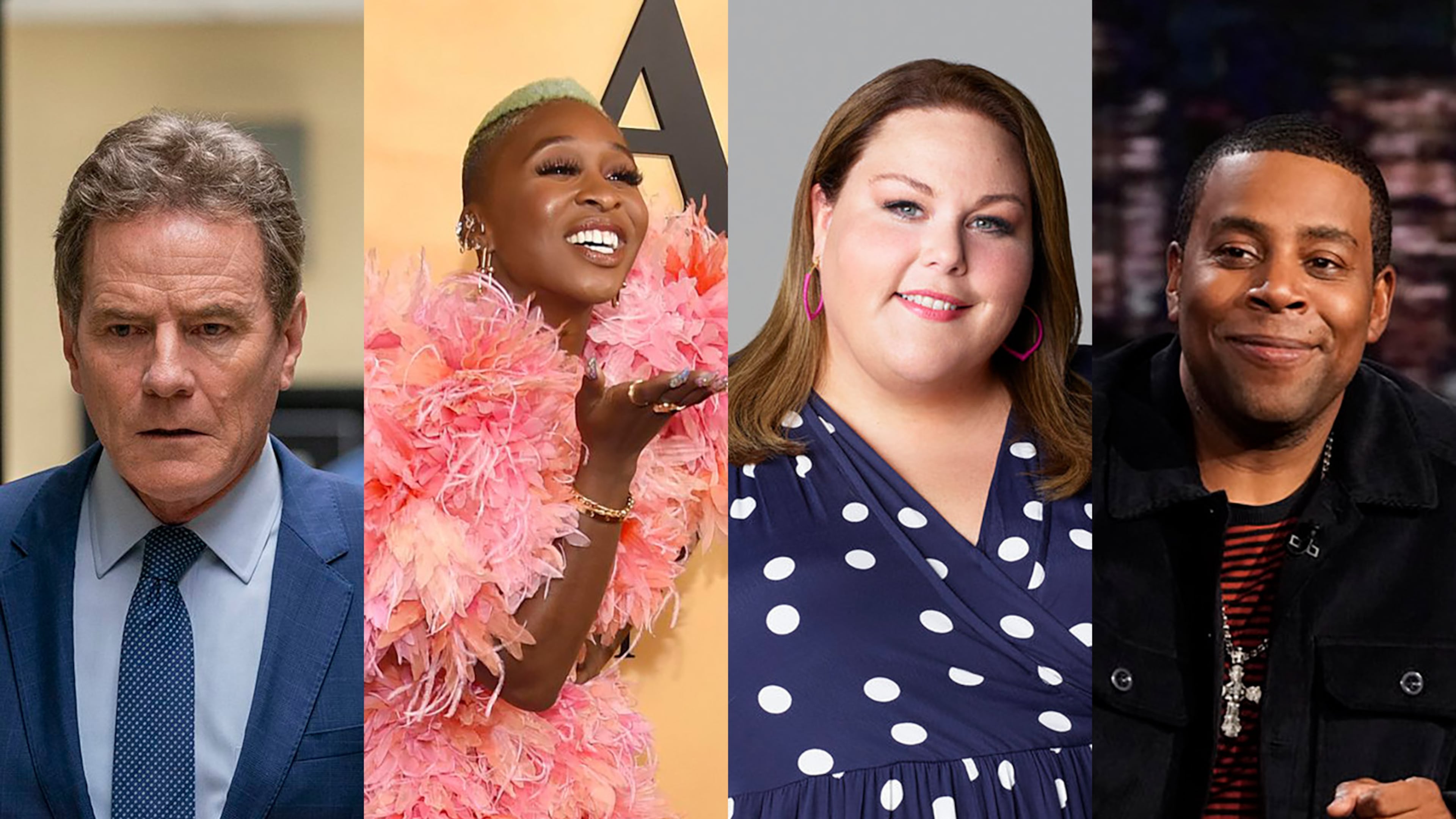 The 2021 virtual SCAD aTVFest will honor Bryan Cranston, Cynthia Erivo, Chrissy Metz and Kenan Thompson. (L-R HBO, AP, NBC, NBC)