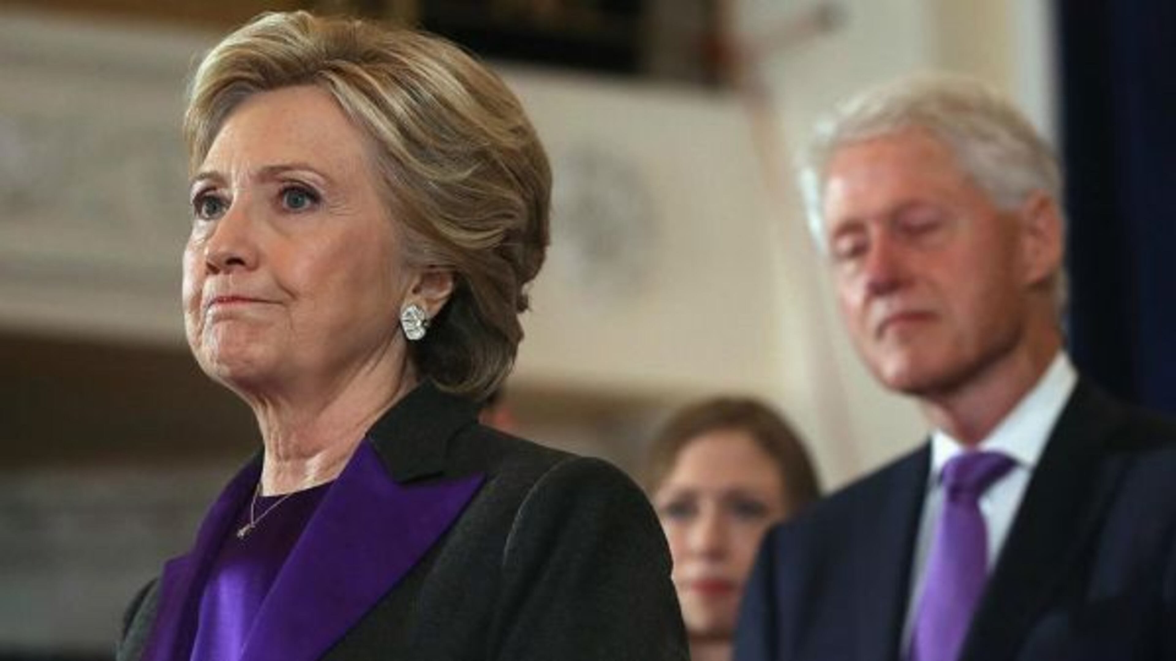 Hillary Clinton delivers her concession speech. AP photo.