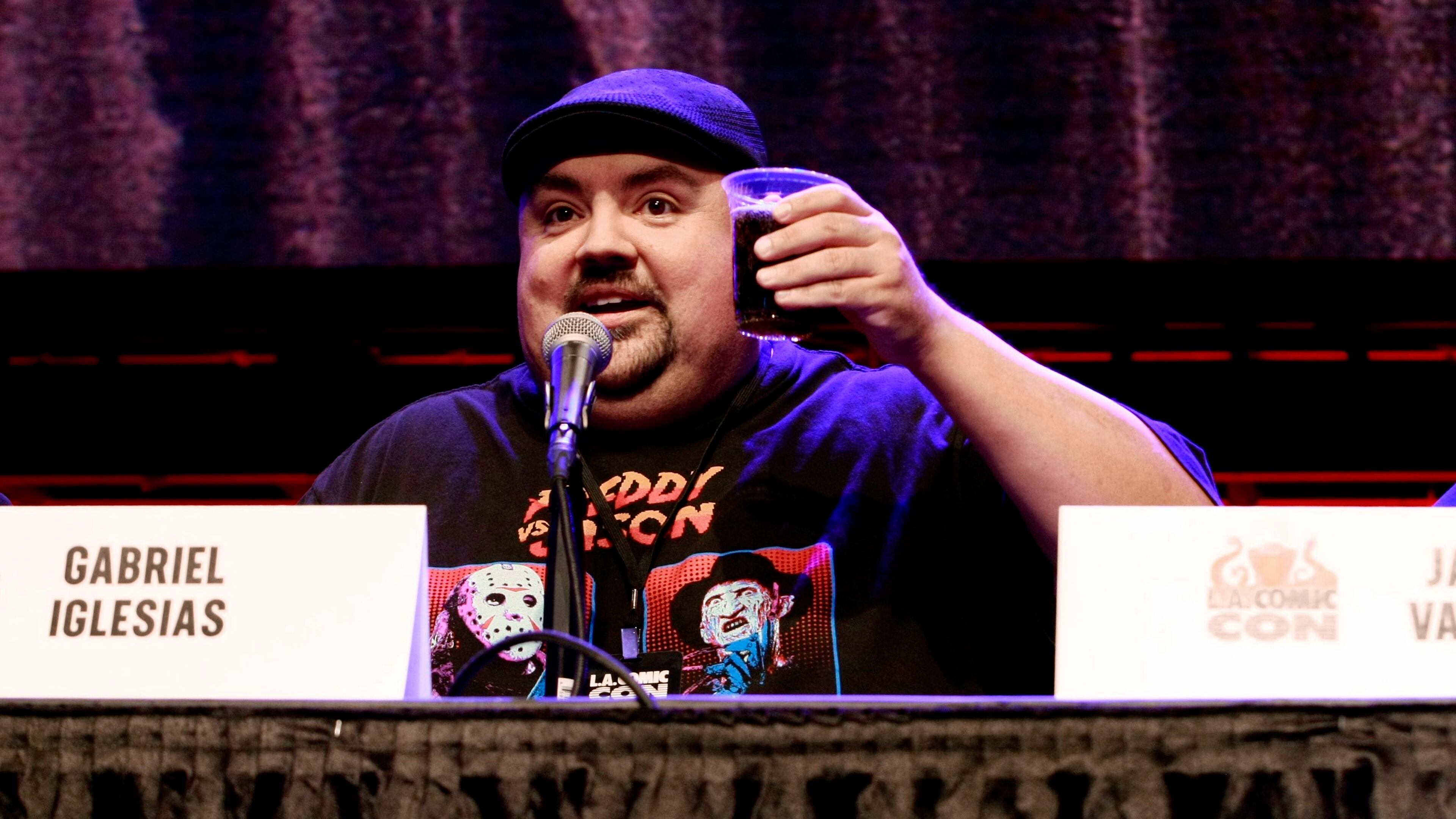 LOS ANGELES, CALIFORNIA - OCTOBER 11: Gabriel Iglesias speaks during the 'Mr. Iglesias' panel during 2019 Los Angeles Comic Con at Los Angeles Convention Center on October 11, 2019 in Los Angeles, California. (Photo by Paul Butterfield/Getty Images)