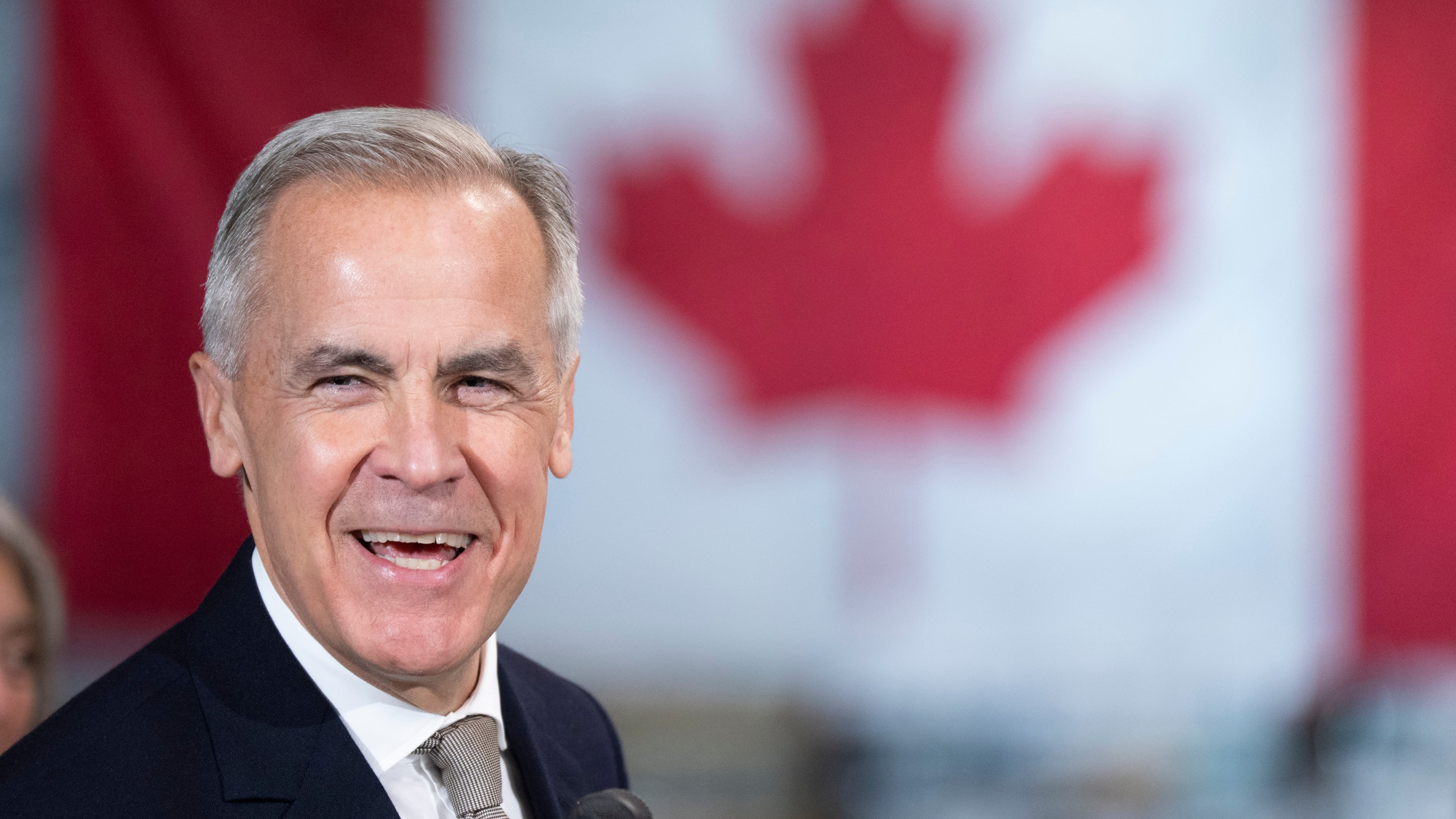 Prime Minister Mark Carney announces a new federal heat pump rebate program while visiting Dettson, a manufacturer of residential and commercial HVAC systems in Sherbrooke, Quebec, Thursday, Oct. 8, 2026. (Christinne Muschi/The Canadian Press via AP)