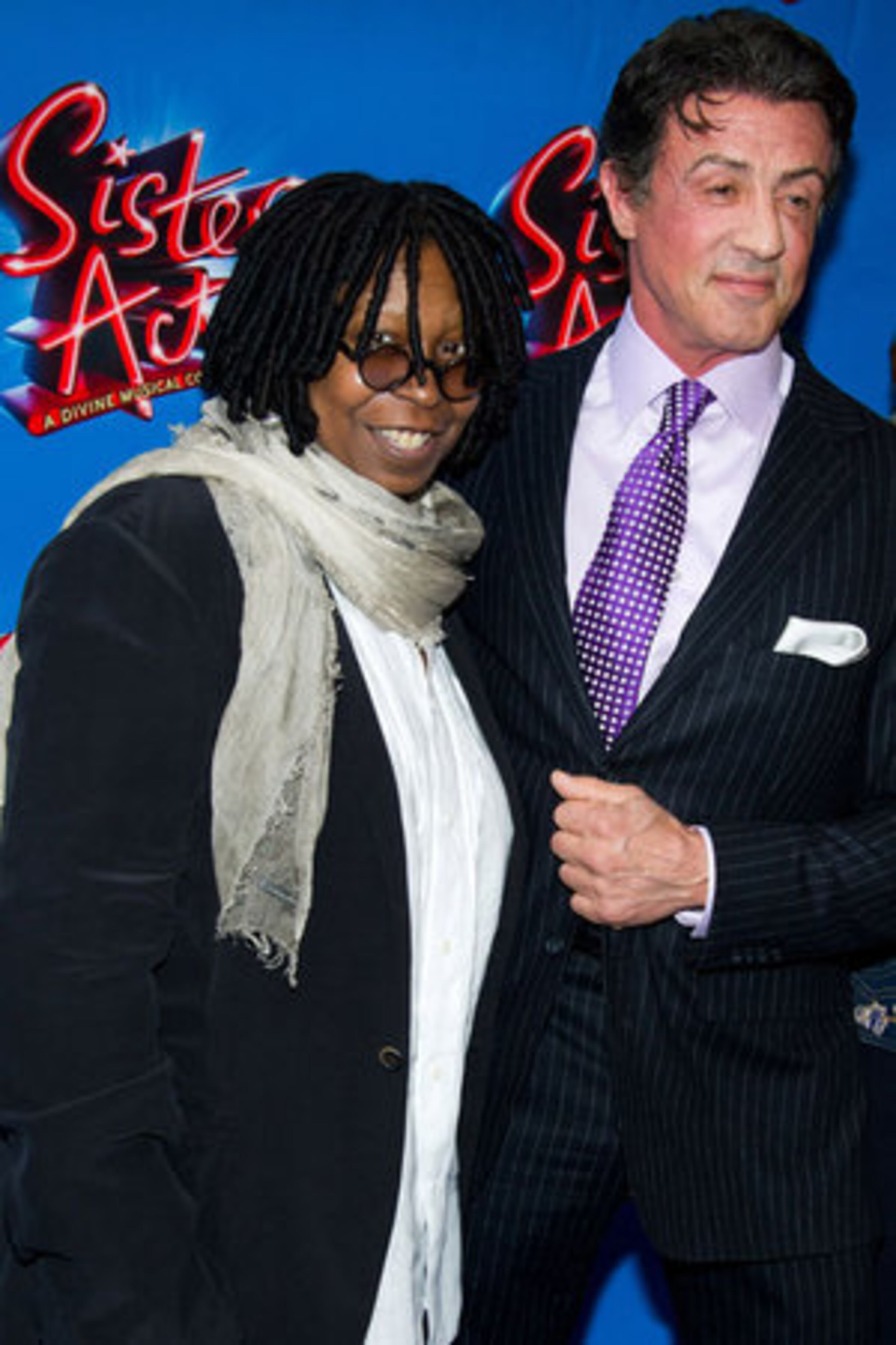 Whoopi Goldberg and Sylvester Stallone arrive for the opening night performance.