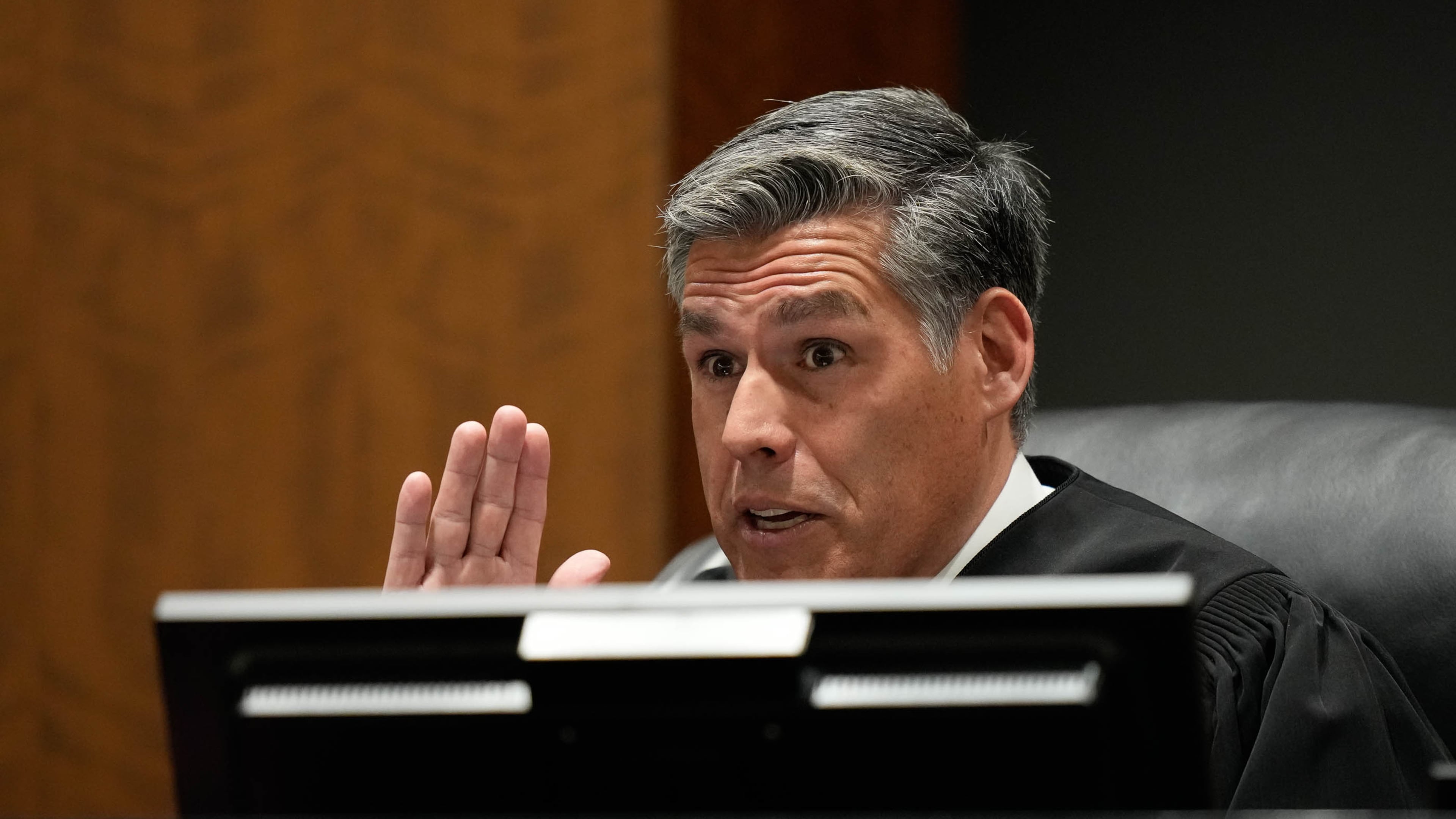 Fourth District Court Judge Tony Graf in Provo listens during a hearing for Tyler Robinson, accused in the fatal shooting of Charlie Kirk, in 4th District Court in Provo, Utah, on Friday, June 12, 2026. (Francisco Kjolseth /The Salt Lake Tribune via AP, Pool)
