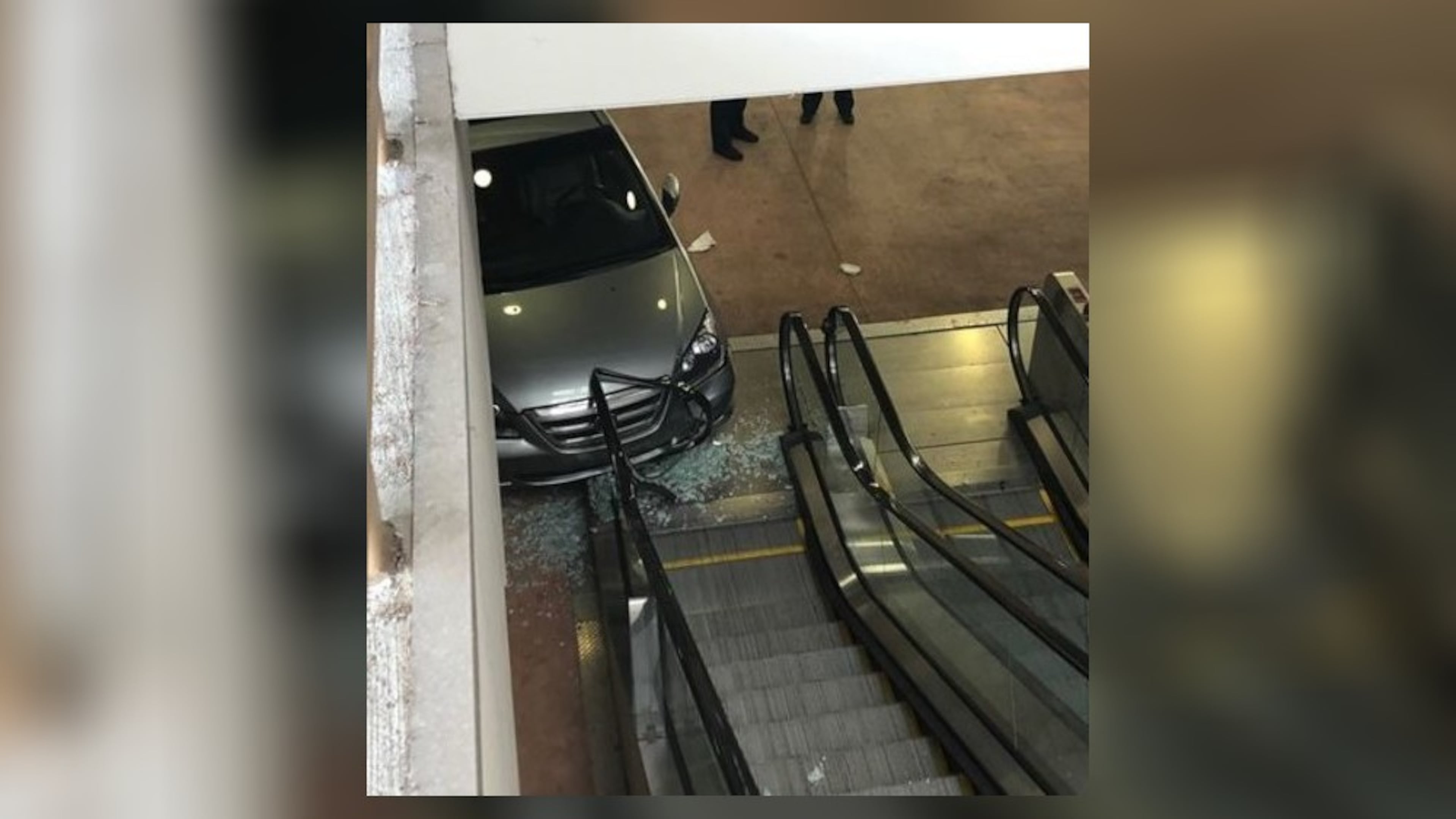 The stolen car crashed into the escalator of the Walmart Supercenter in Chamblee, police said.