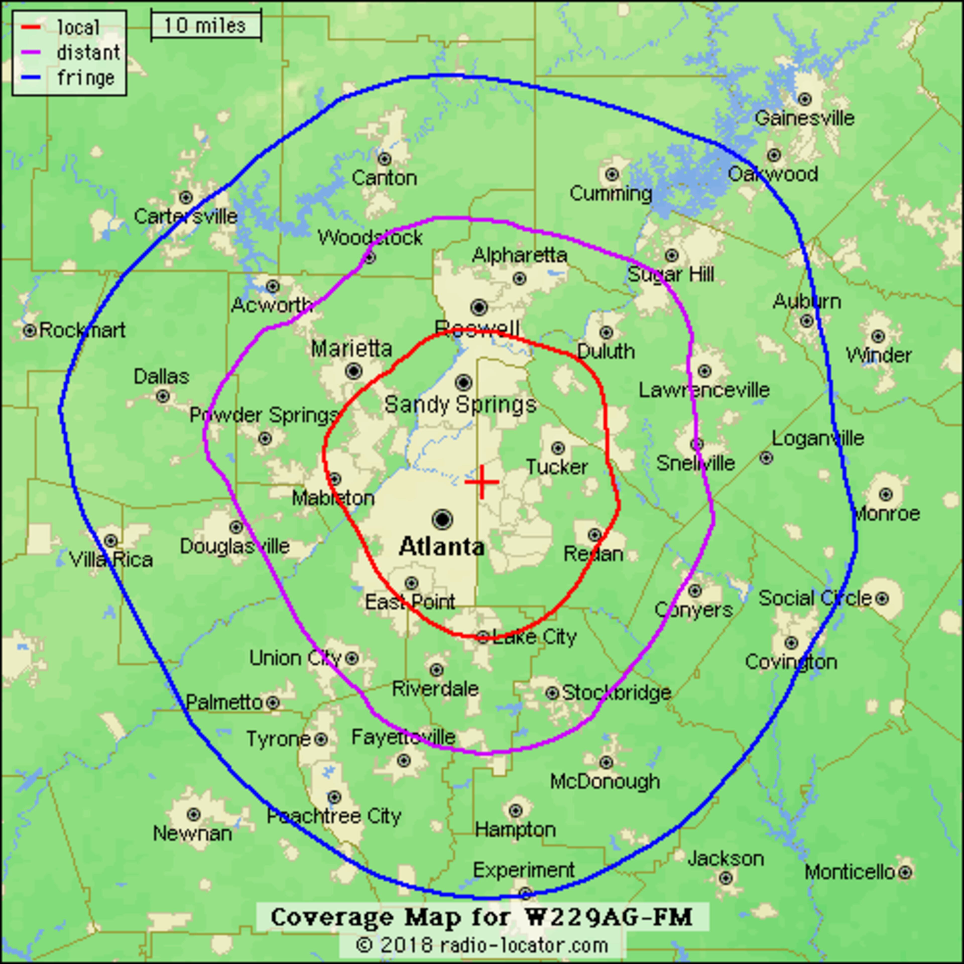 The map for 93.7, which airs the Fan.