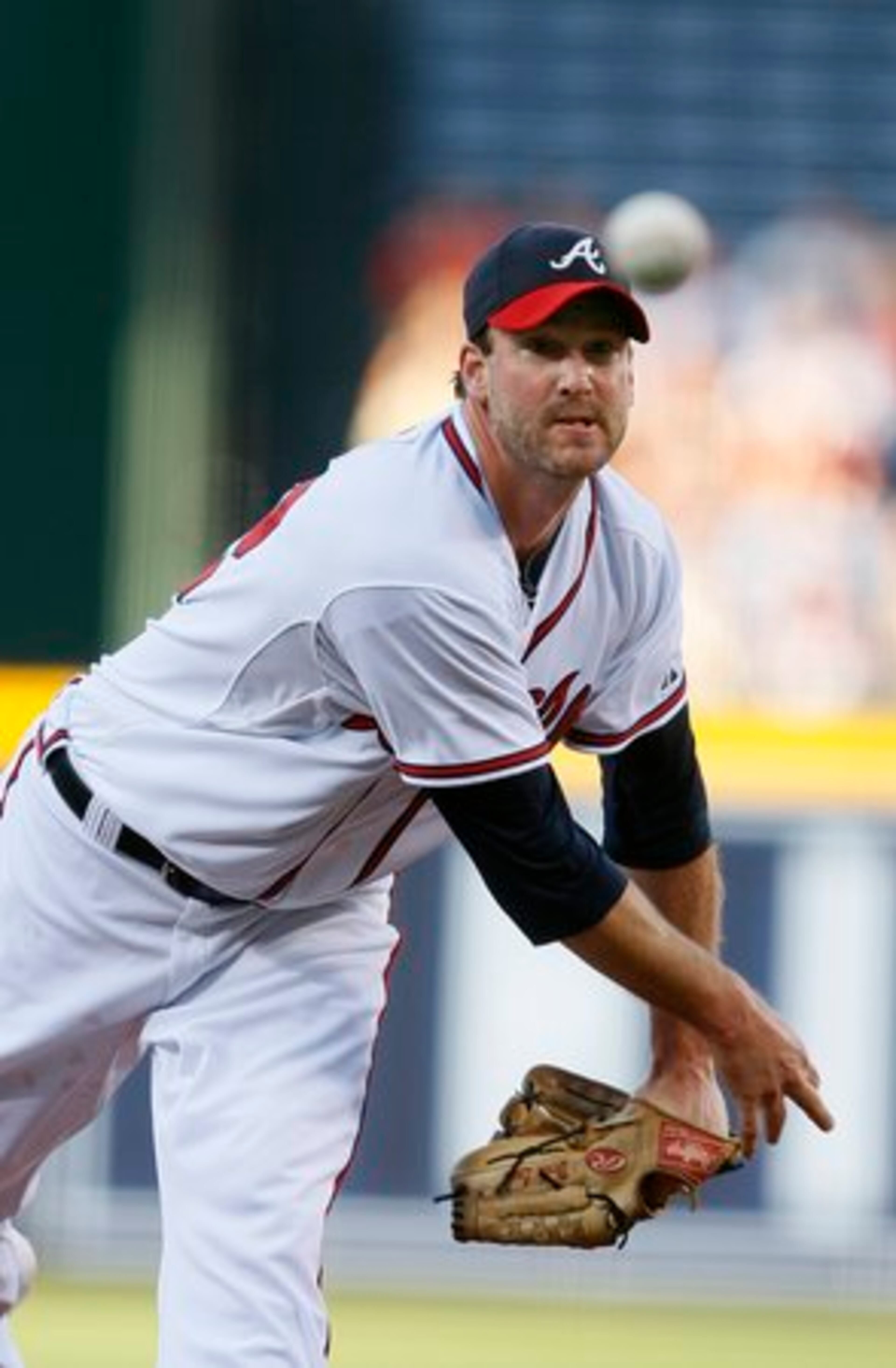 Atlanta Braves starter Derek Lowe delivers a pitch to a New York Mets batter in the first inning of a baseball game Monday, May 17, 2010 in Atlanta.