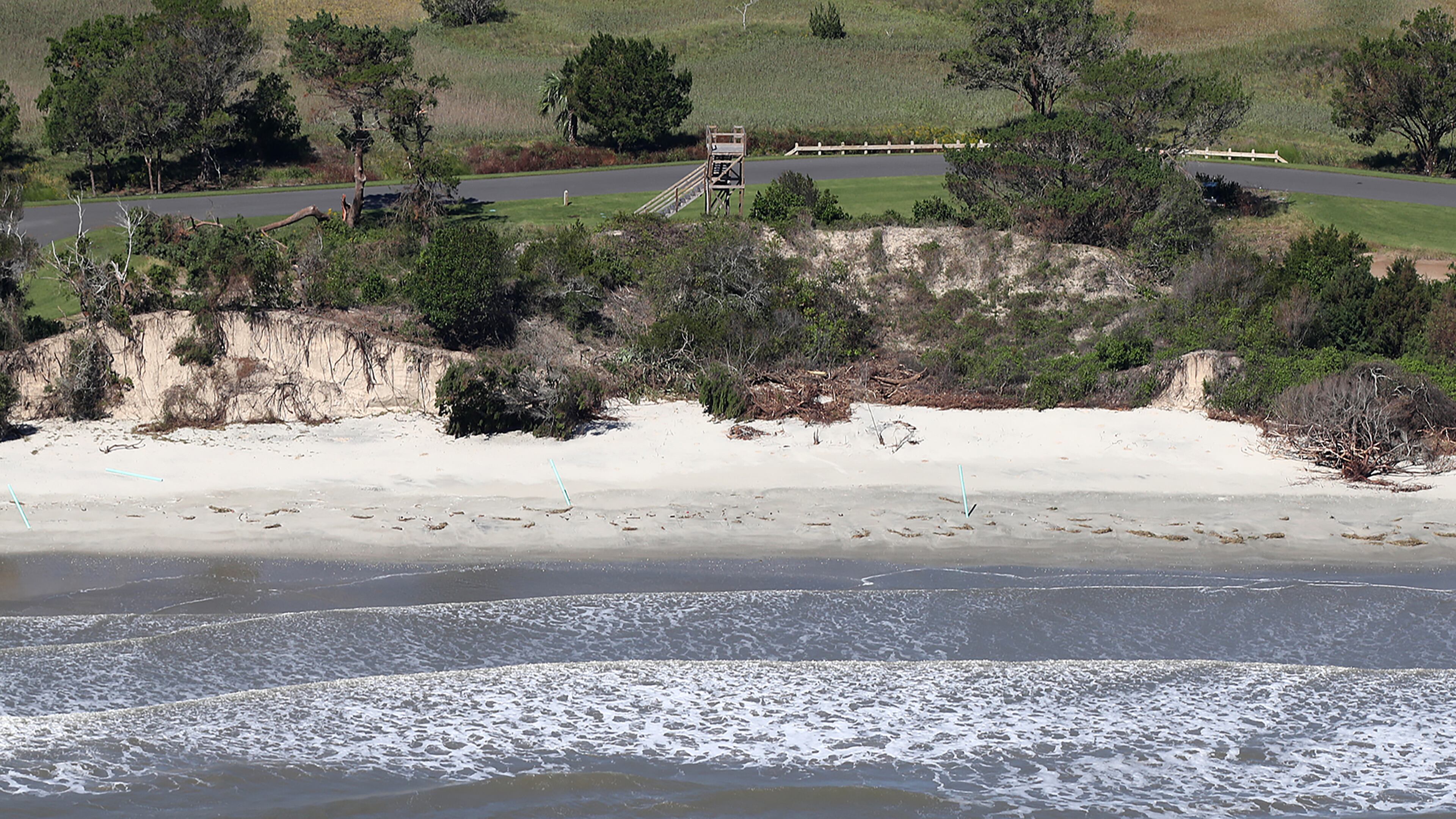 Some beach erosion is seen on the southern spit of Sea Island in the aftermath of Hurricane Matthew in 2016. Curtis Compton /ccompton@ajc.com