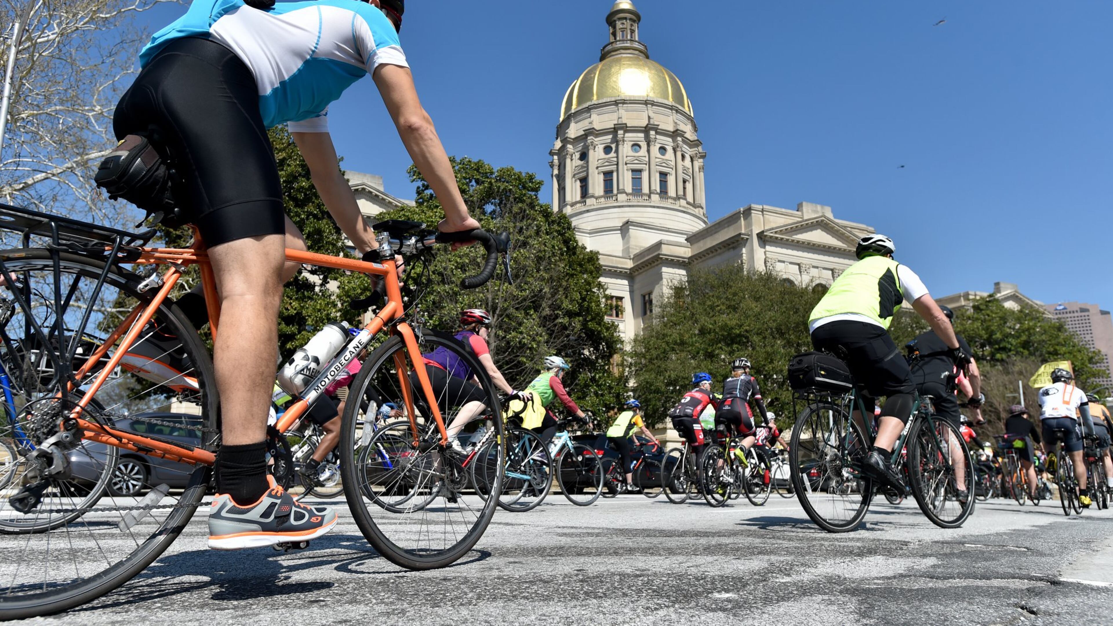 The scene at a bike rally at the Capitol in March. Brant Sanderlin / AJC file