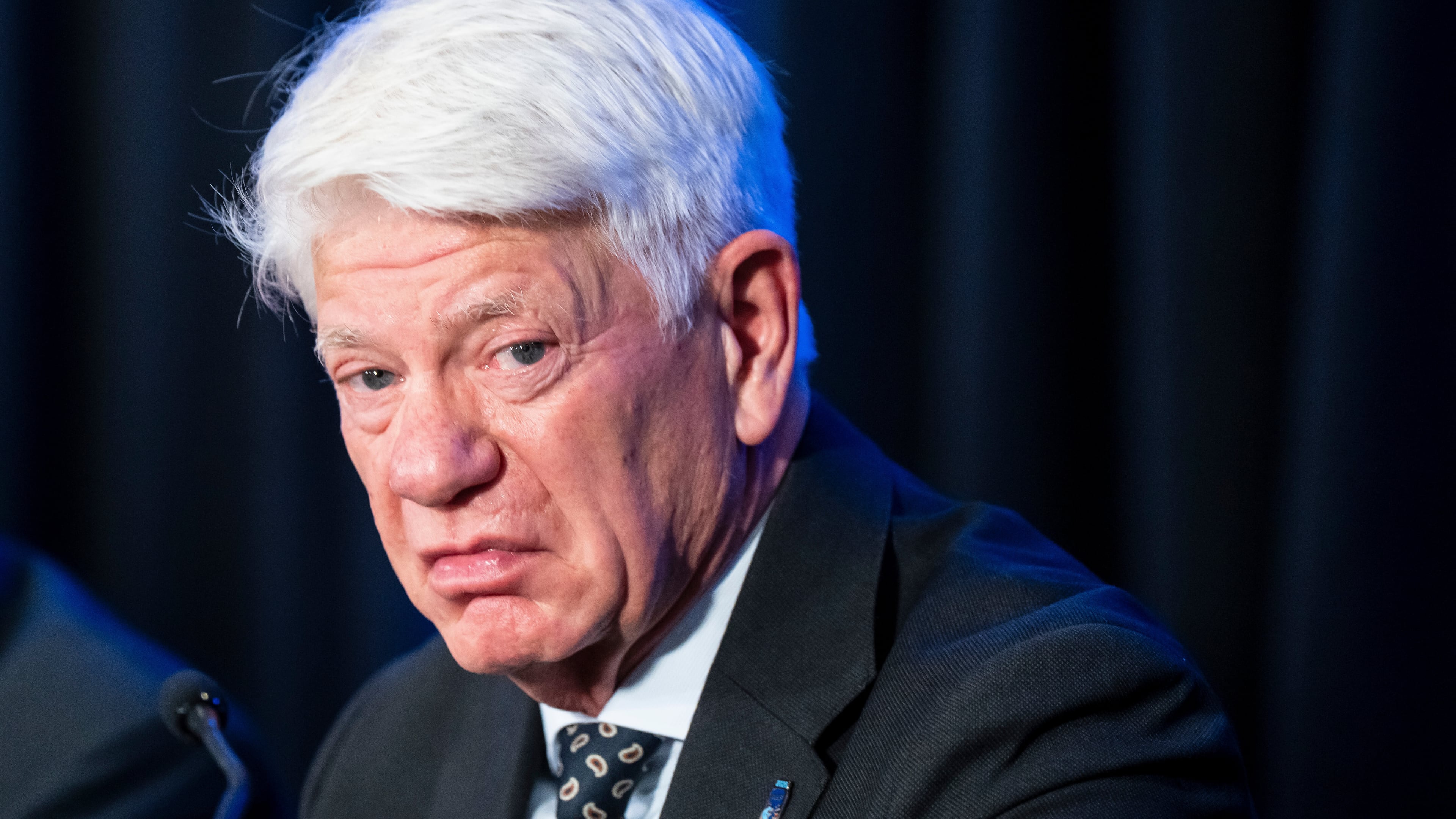 FILE - Chairperson of 2026 IIHF World Junior Championship Franz Reindl looks on during the end-of-tournament news conference, in St. Paul, Minn., on Monday, Jan. 5, 2026. (Christopher Katsarov/The Canadian Press via AP, File)