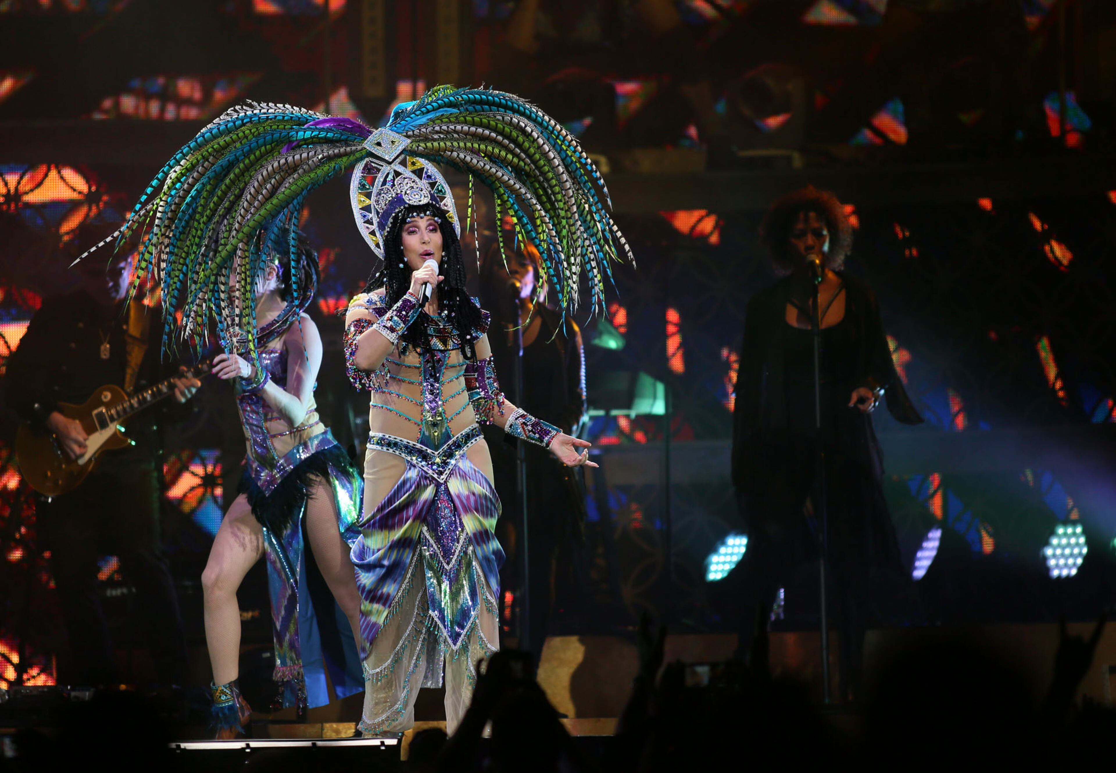 Cher opened her D2K tour stop with her recent club hit "Woman's World," followed by the 1998 disco hit "Strong Enough" Monday, May 12, 2014 at Philips Arena in Atlanta. One of the best-selling artists of all time, Cher has the distinction of being the only artist to have a number one single on a Billboard chart in each of the past six decades.