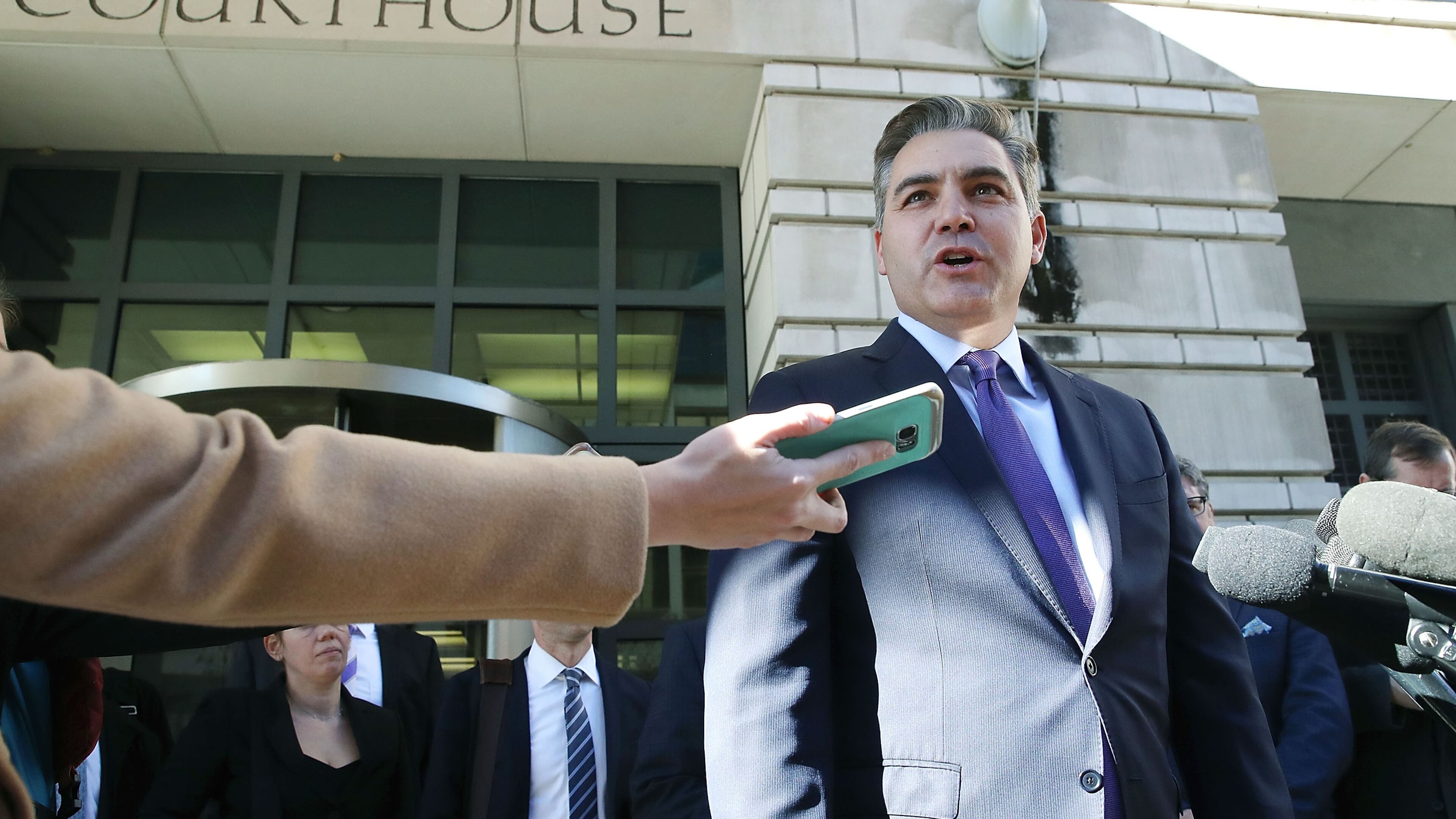 WASHINGTON, DC - NOVEMBER 16: CNN White House correspondent Jim Acosta speaks at the U.S. District Court House after a judge ruled that he should have his White House press pass returned immediately, on November 16, 2018 in Washington, DC. CNN filed a lawsuit against U.S. President Donald Trump and top aides alleging that the network and Acosta's constitutional rights were violated when his White House press credential was revoked last week. (Photo by Mark Wilson/Getty Images)