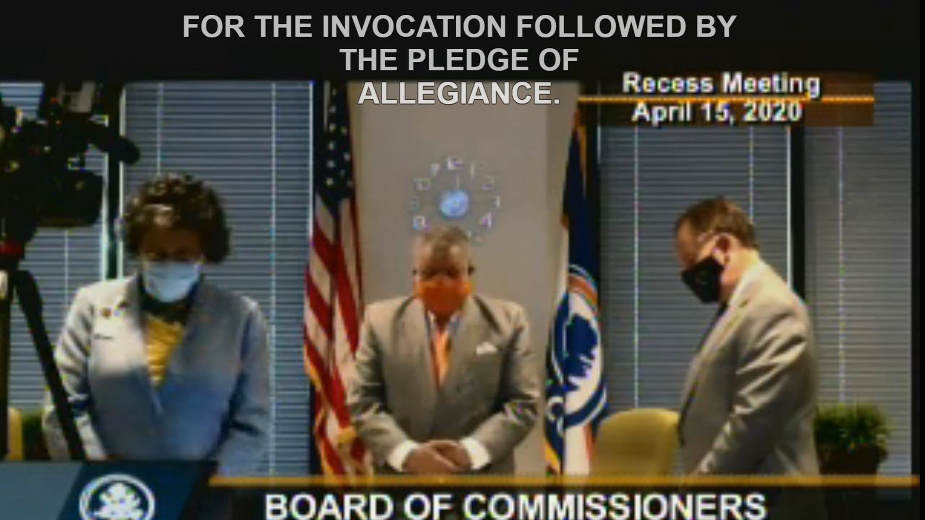 Fulton County Manager Dick Anderson, far right, wears a face mask to protect himself from COVID-19. Anderson said Wednesday that the county expects to spend $50 million responding to the coronavirus over the next few months. (AJC file photo)