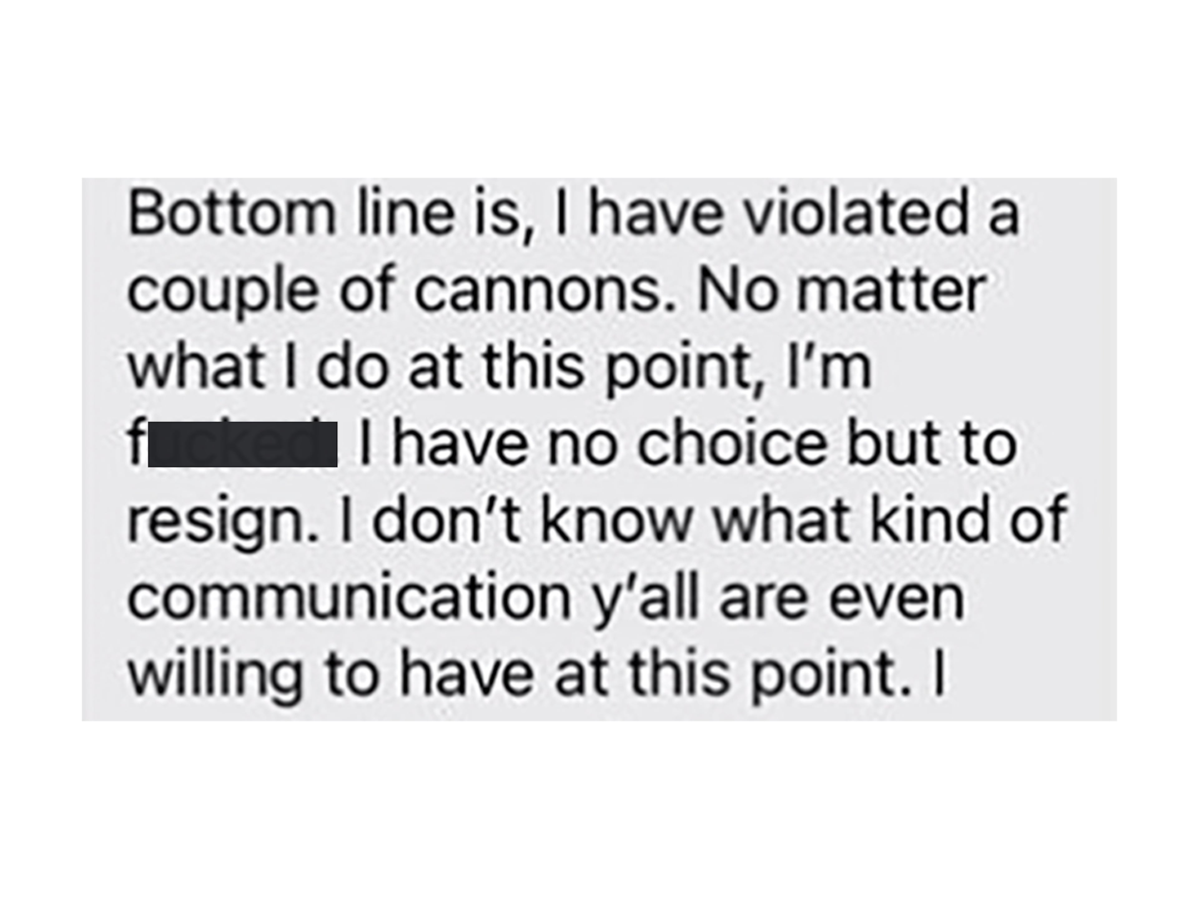 Former Upson County Probate Judge Danielle McRae resigned Friday while under investigation by the Georgia Judicial Qualifications Commission. She is also being investigated by the GBI and is accused in part of misusing county funds and having improper discussions about cases. The AJC redacted the expletive in the image.
