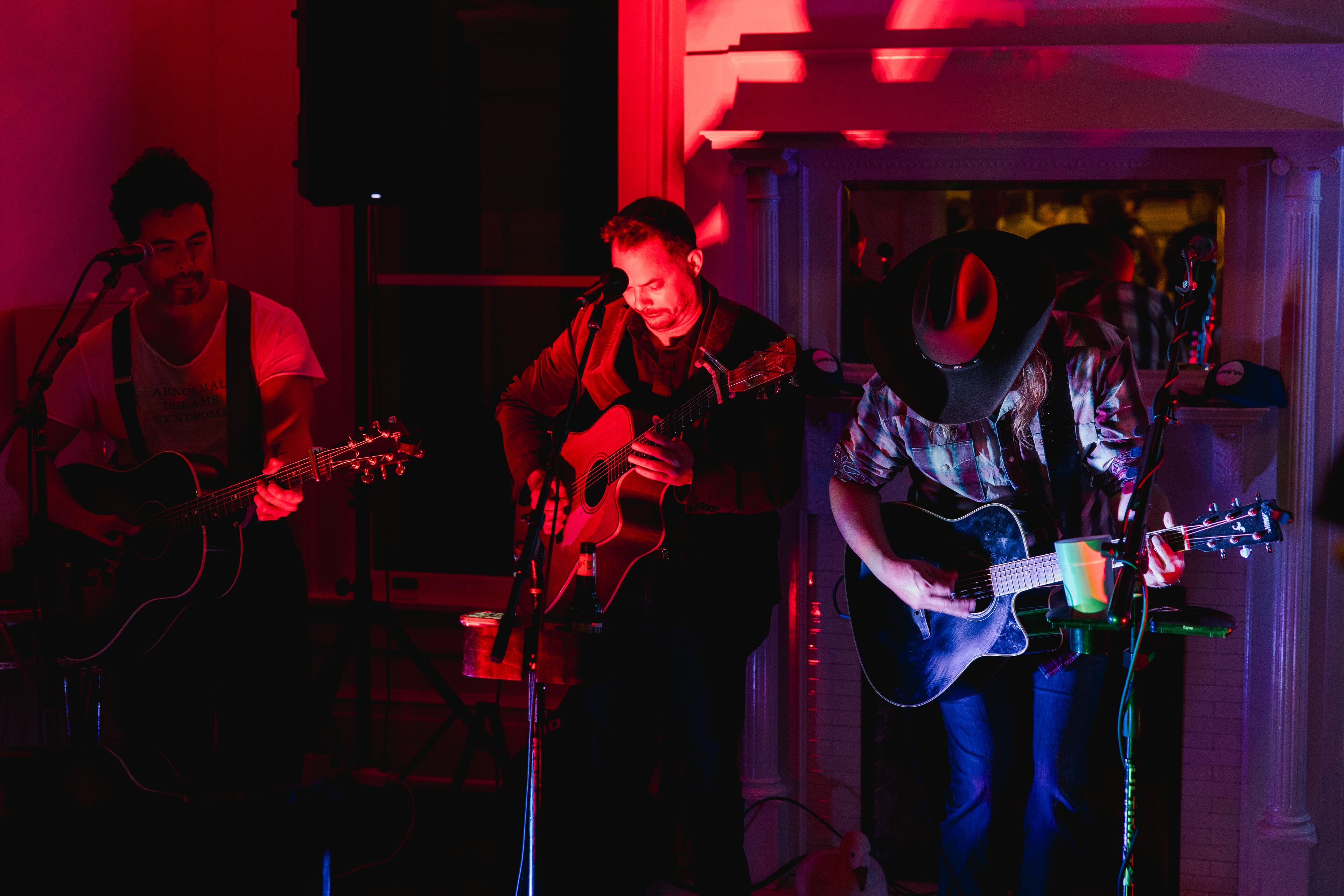 A band performs at Stracke's 2024 Masters Tournament party. Entertainment varies each year, with past events featuring both live bands and DJs.