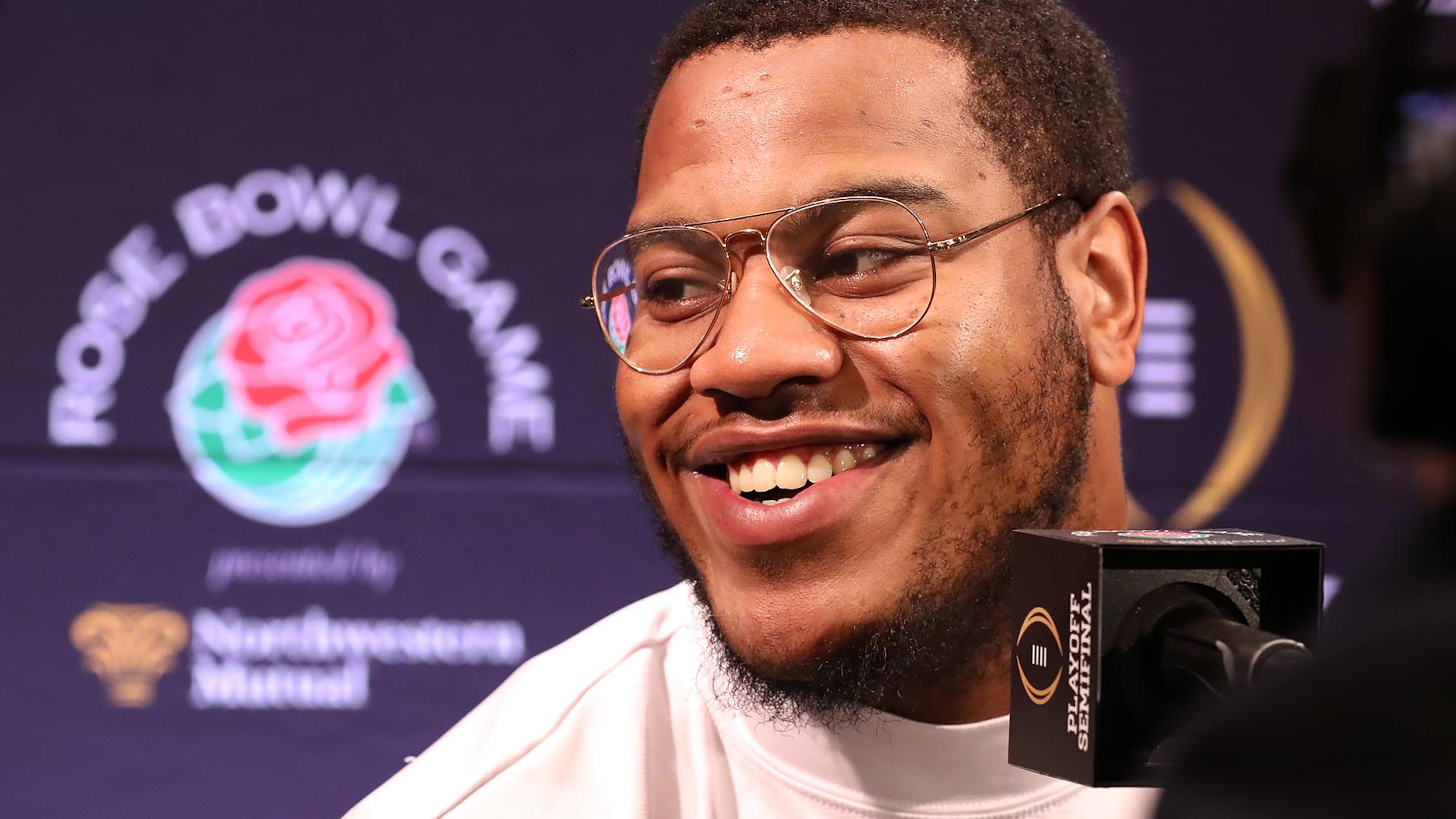 Georgia defensive end Jonathan Ledbetter takes questions during the Georgia defensive press conferences Friday, Dec. 29, 2017, in Los Angeles.