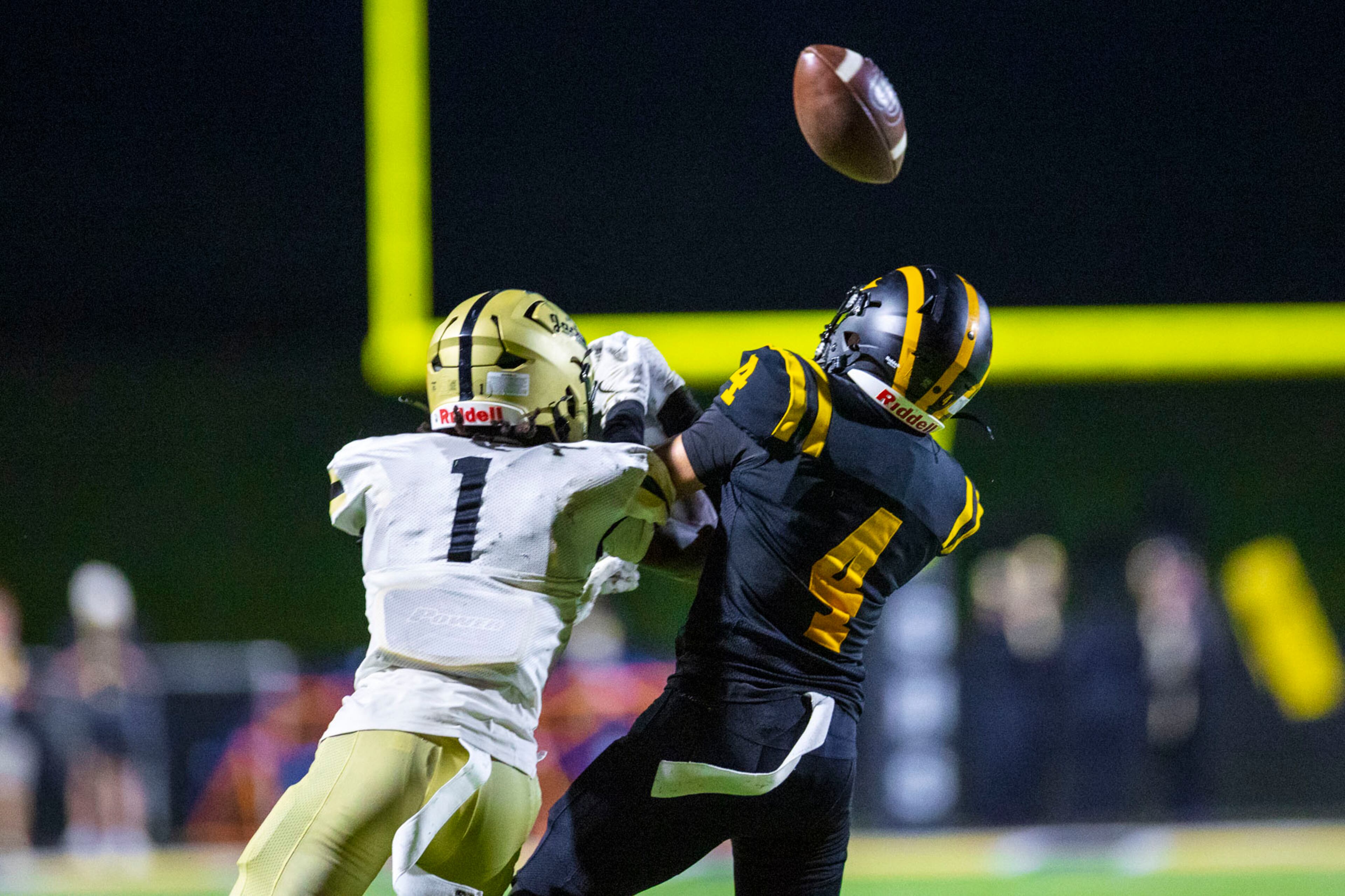 Sequoyah wide receiver Brooks Darling intercepts a pass to Sprayberry's Jorden Edmonds during the first half against Sprayberry at Skip Pope Stadium in Canton on Friday, Sept. 12th, 2025. (Oscar Guevara Saenz for the AJC)