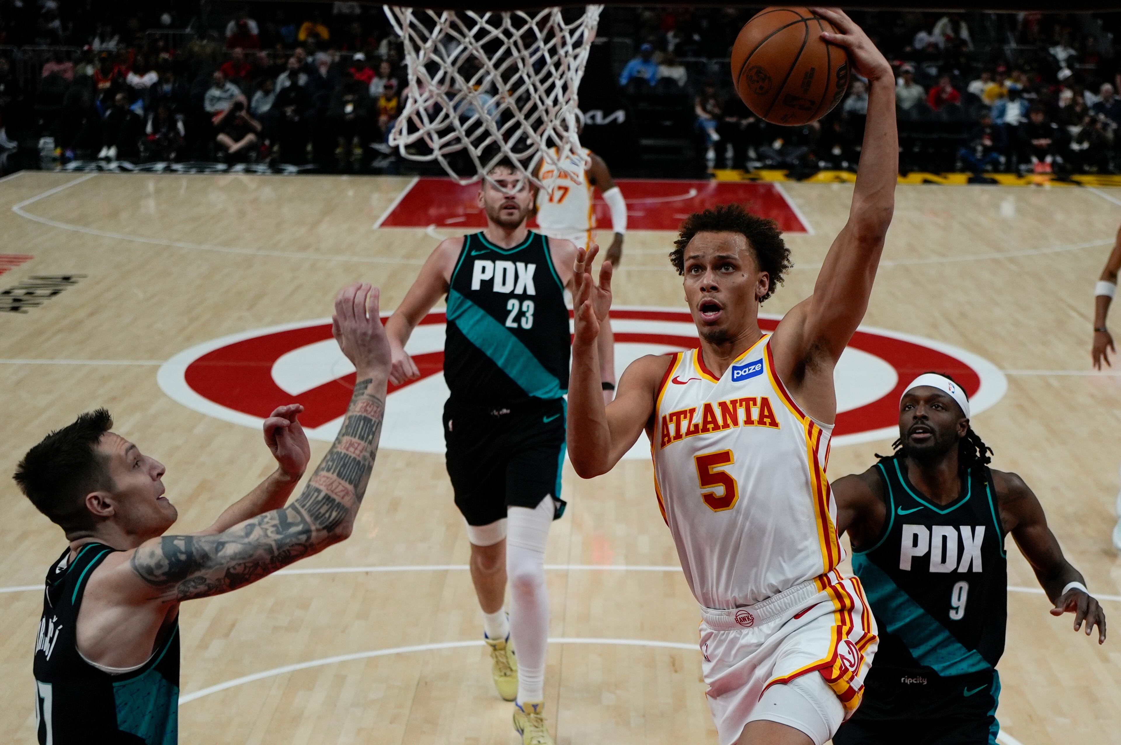 APTOPIX Trail Blazers Hawks Basketball