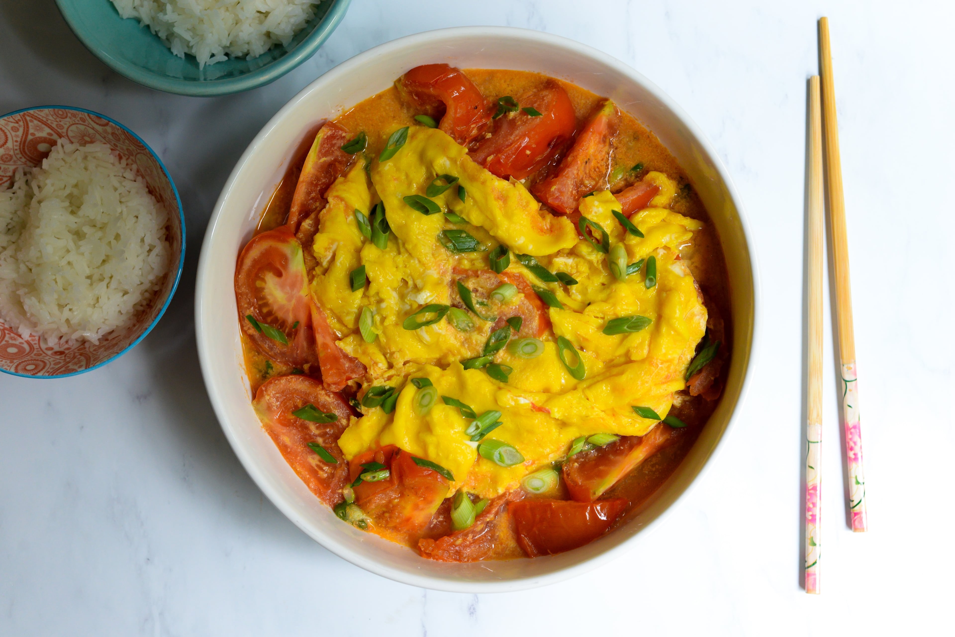 Tomato and Egg Stir-Fry is a delicious way to use garden-fresh tomatoes. (Candy Hom for the AJC)