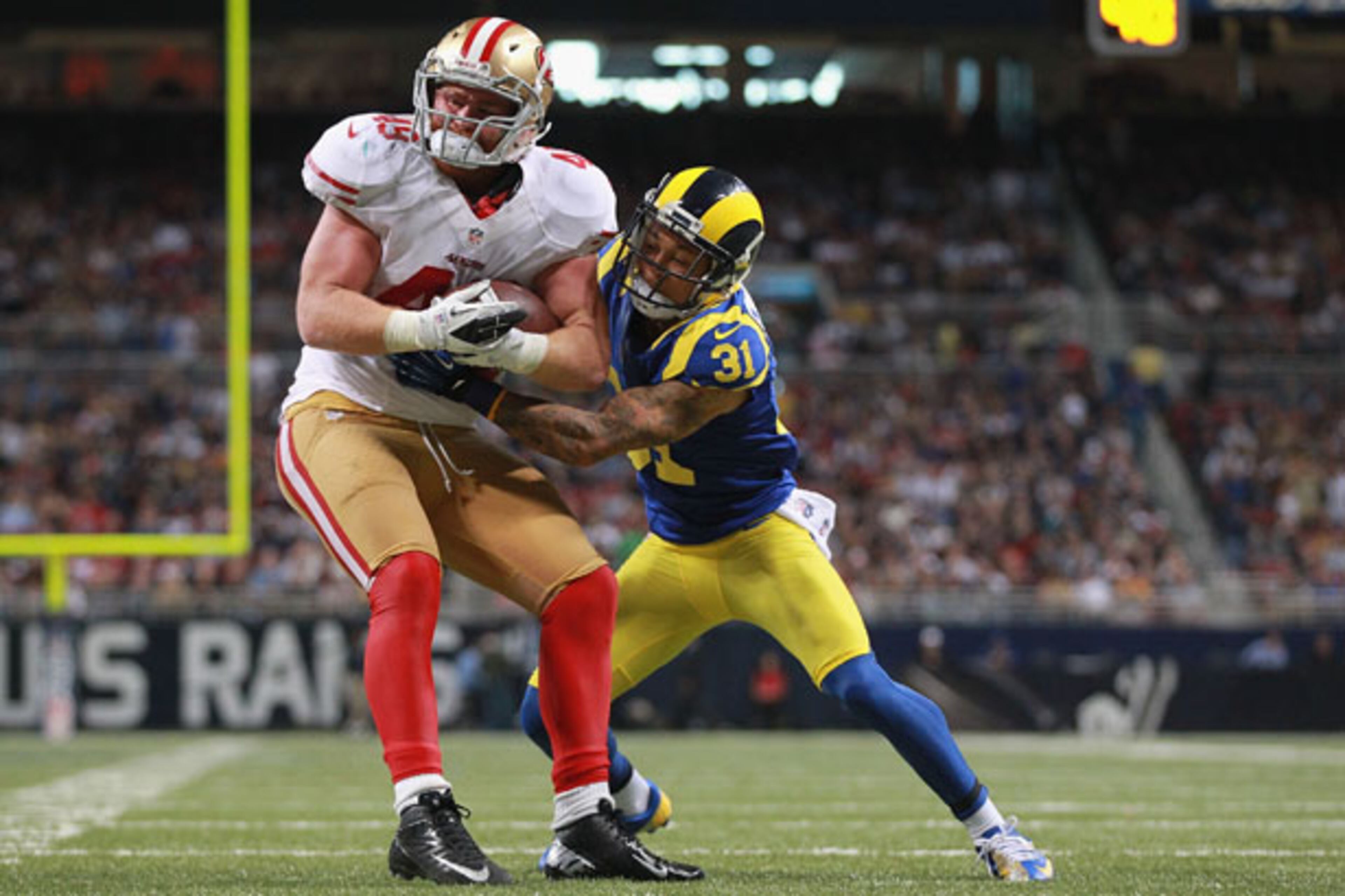 Bruce Miller, a fullback from Canton, Ga., who played high school football at Woodstock, was a seventh round draft pick by the 49ers in 2011. Miller, who attended the University of Central Florida, is playing in his first Super Bowl.