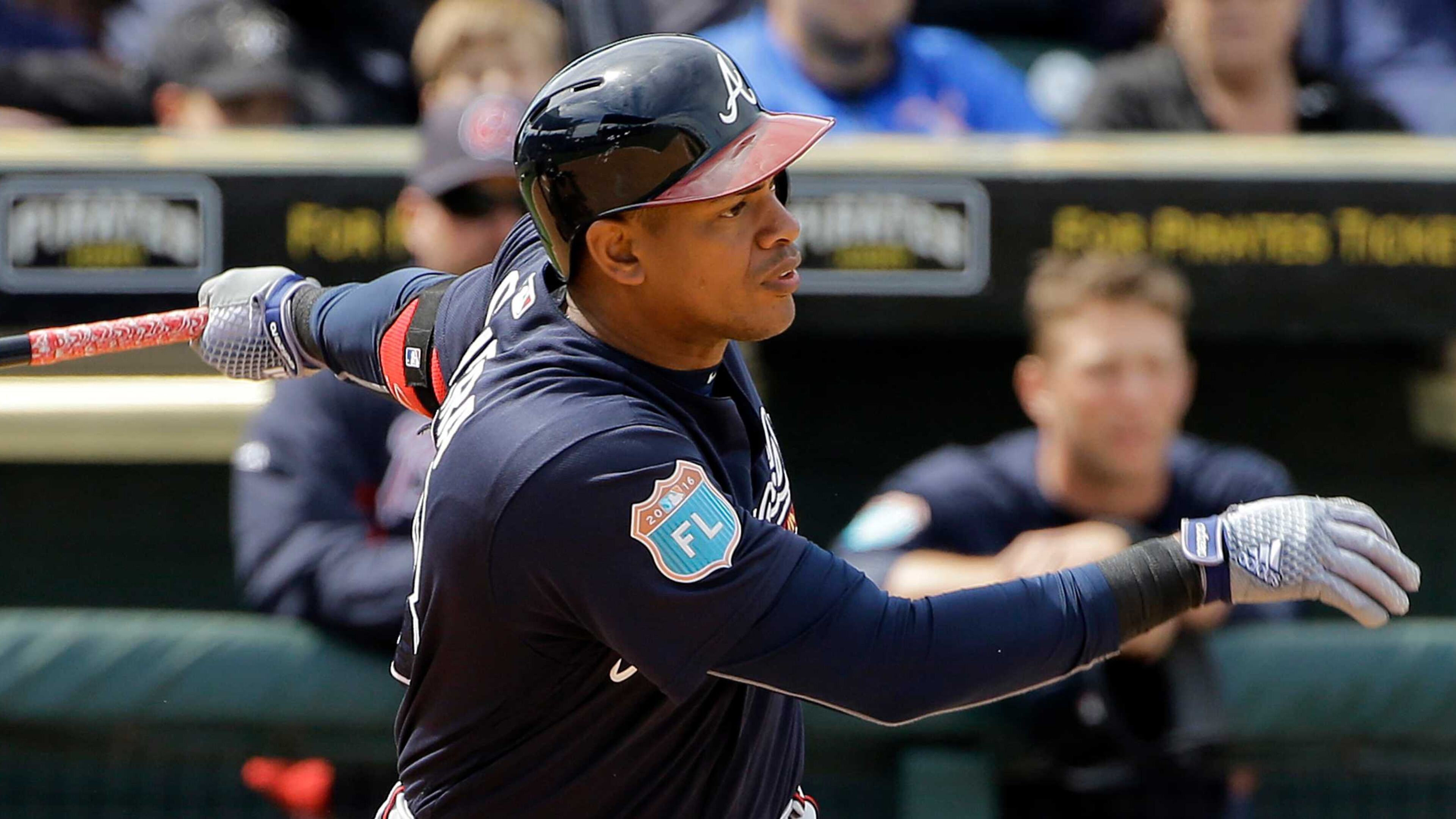 Braves left-fielder Hector Olivera was 0-for-2 Tuesday but is still hitting .400 this spring. (AP photo)