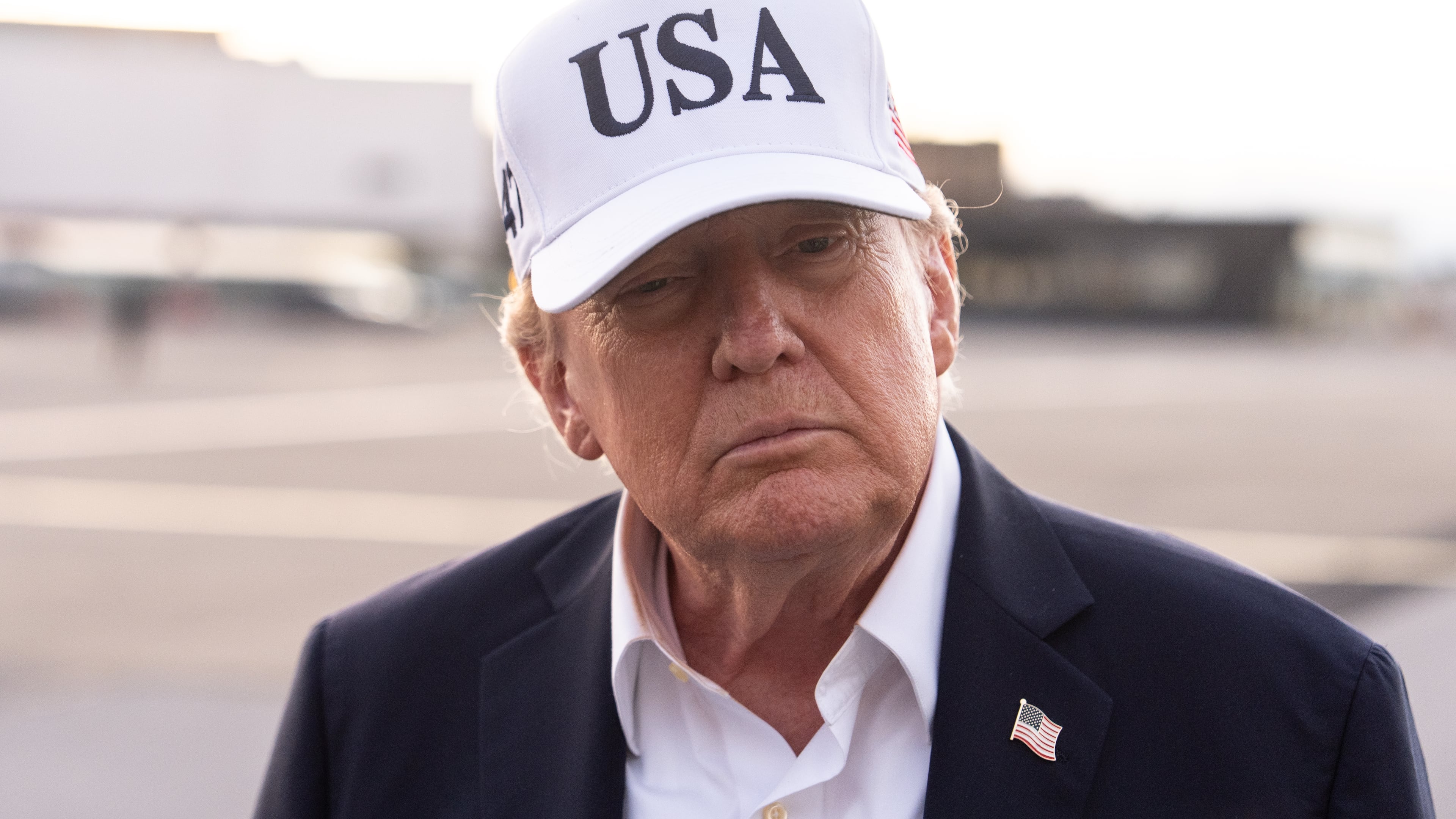 President Donald Trump speaks with reporters before boarding Air Force One at Shannon Airport, Sunday, Sept. 13, 2026, in Shannon, Ireland. (AP Photo/Julia Demaree Nikhinson)