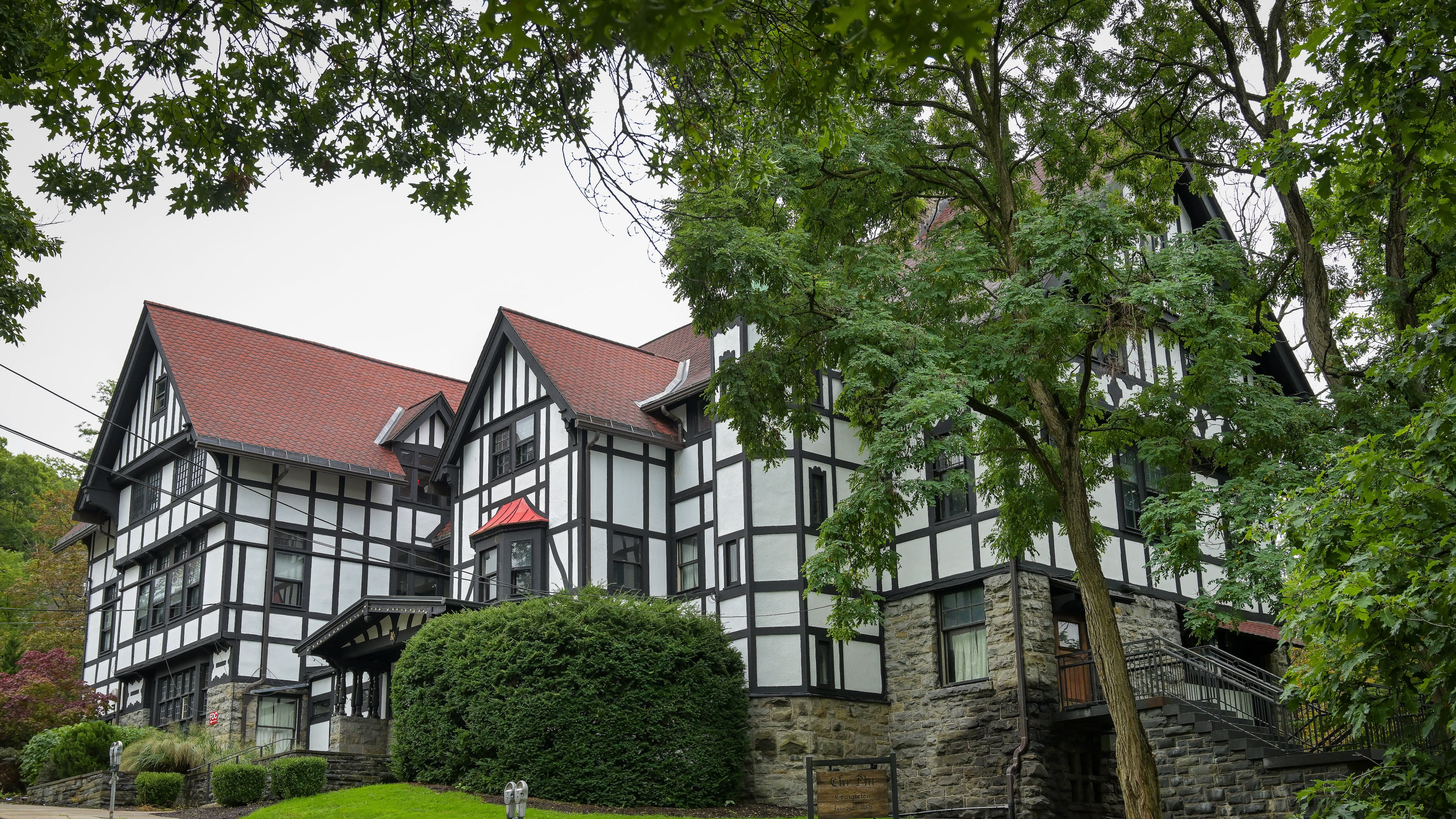 The Chi Phi fraternity house at Cornell University in Ithaca, N.Y., Monday, Sept. 28, 2026. (AP Photo/Heather Ainsworth)