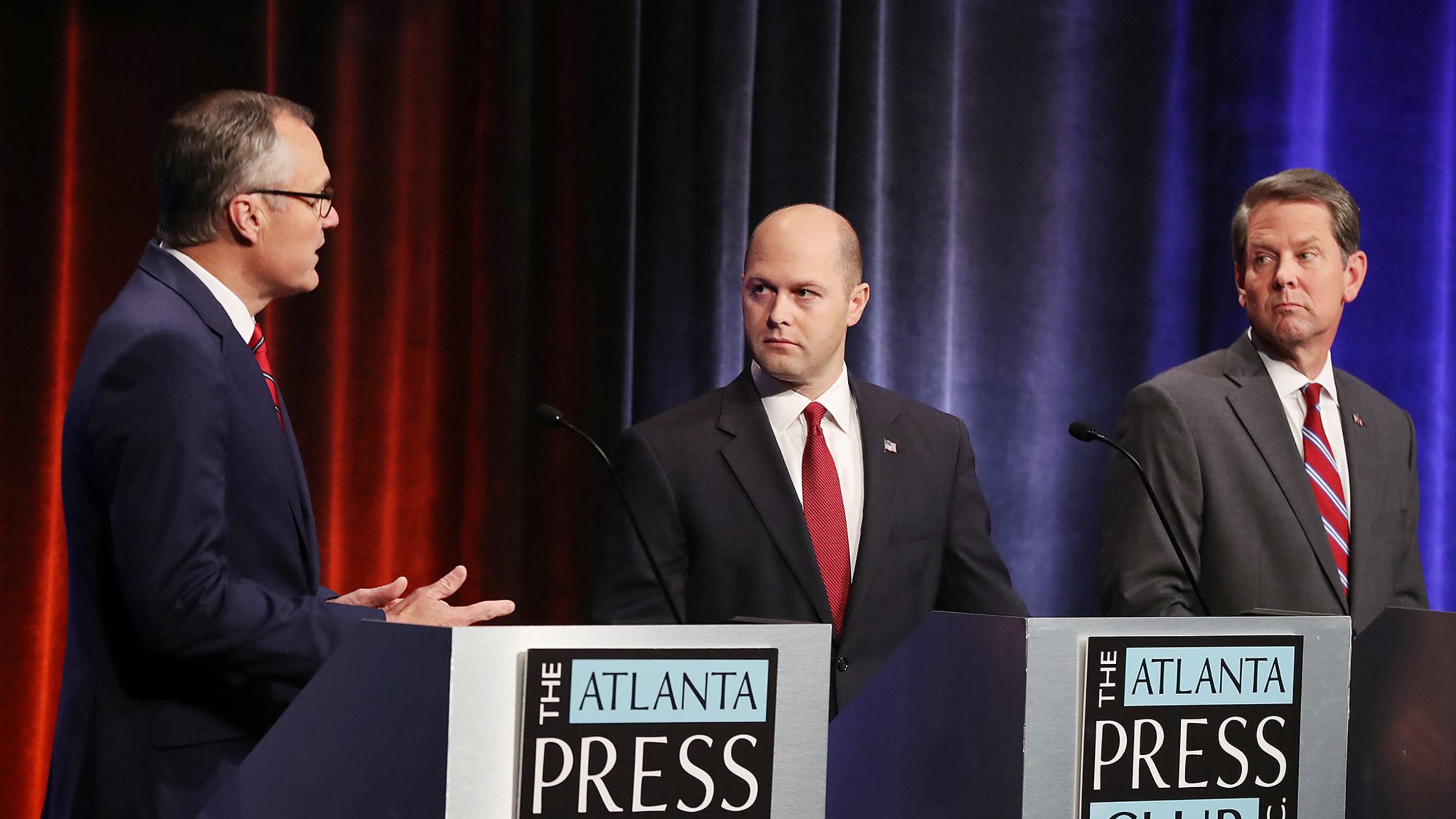 May 17, 2018 Atlanta: Republican candidates for governor Casey Cagle (from left), Hunter Hill, and Brian Kemp participate in the Atlanta Press Club Republican primary debate for governor at the GPB studios on Thursday, May 17, 2018, in Atlanta. Curtis Compton/ccompton@ajc.com