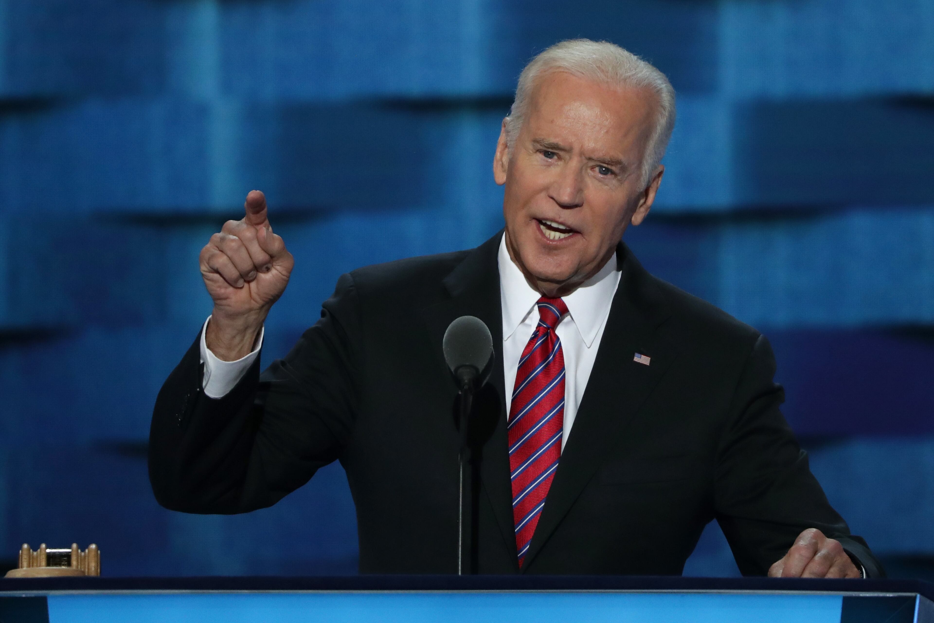 U.S. Vice President Joe Biden delivers remarks on the third day of the Democratic National Convention at the Wells Fargo Center, July 27, 2016 in Philadelphia. (Photo by Alex Wong/Getty Images)
