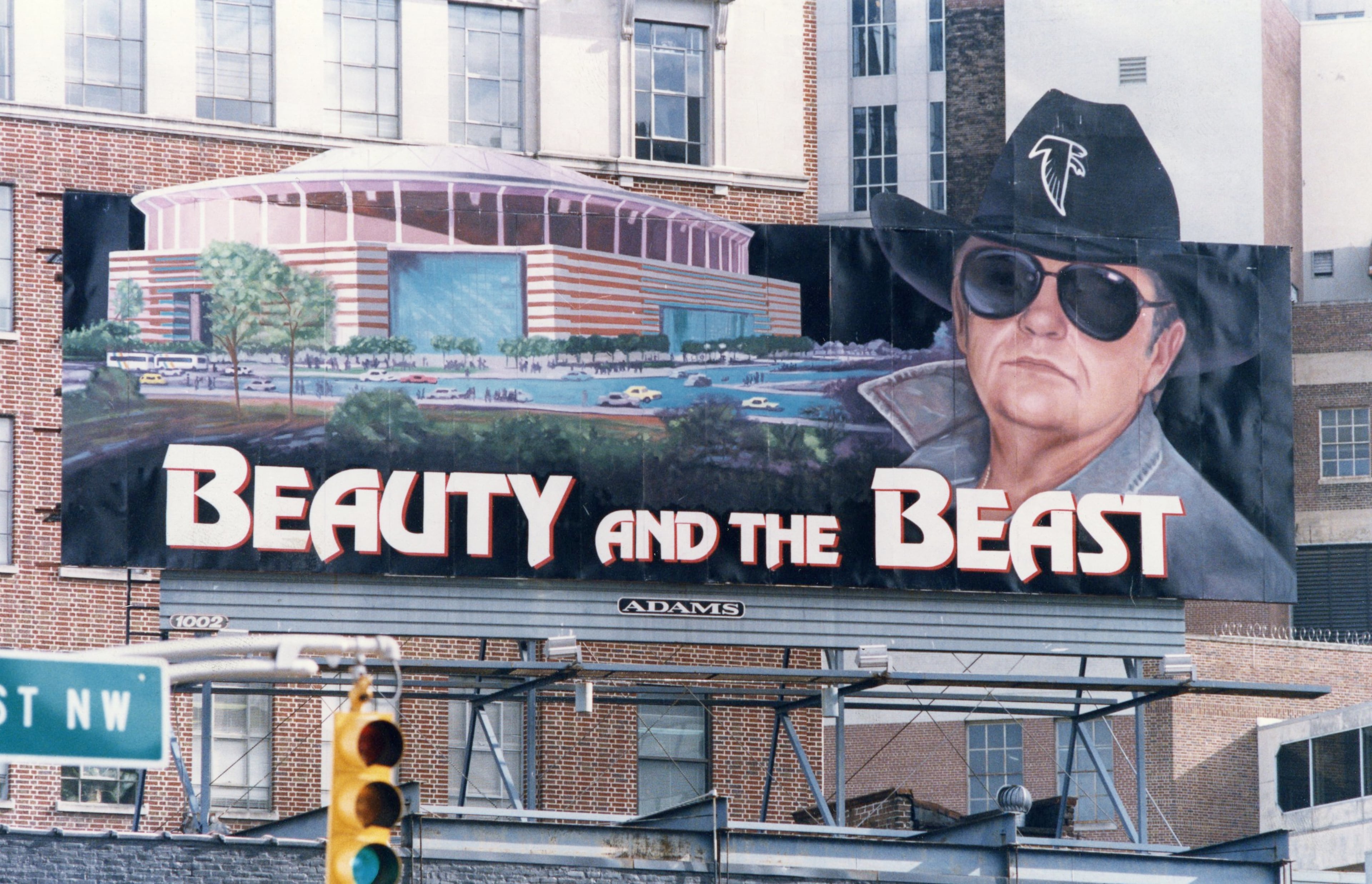This billboard in downtown Atlanta compared the Georgia Dome to controversial and colorful Falcons head coach Jerry Glanville. AJC file photo