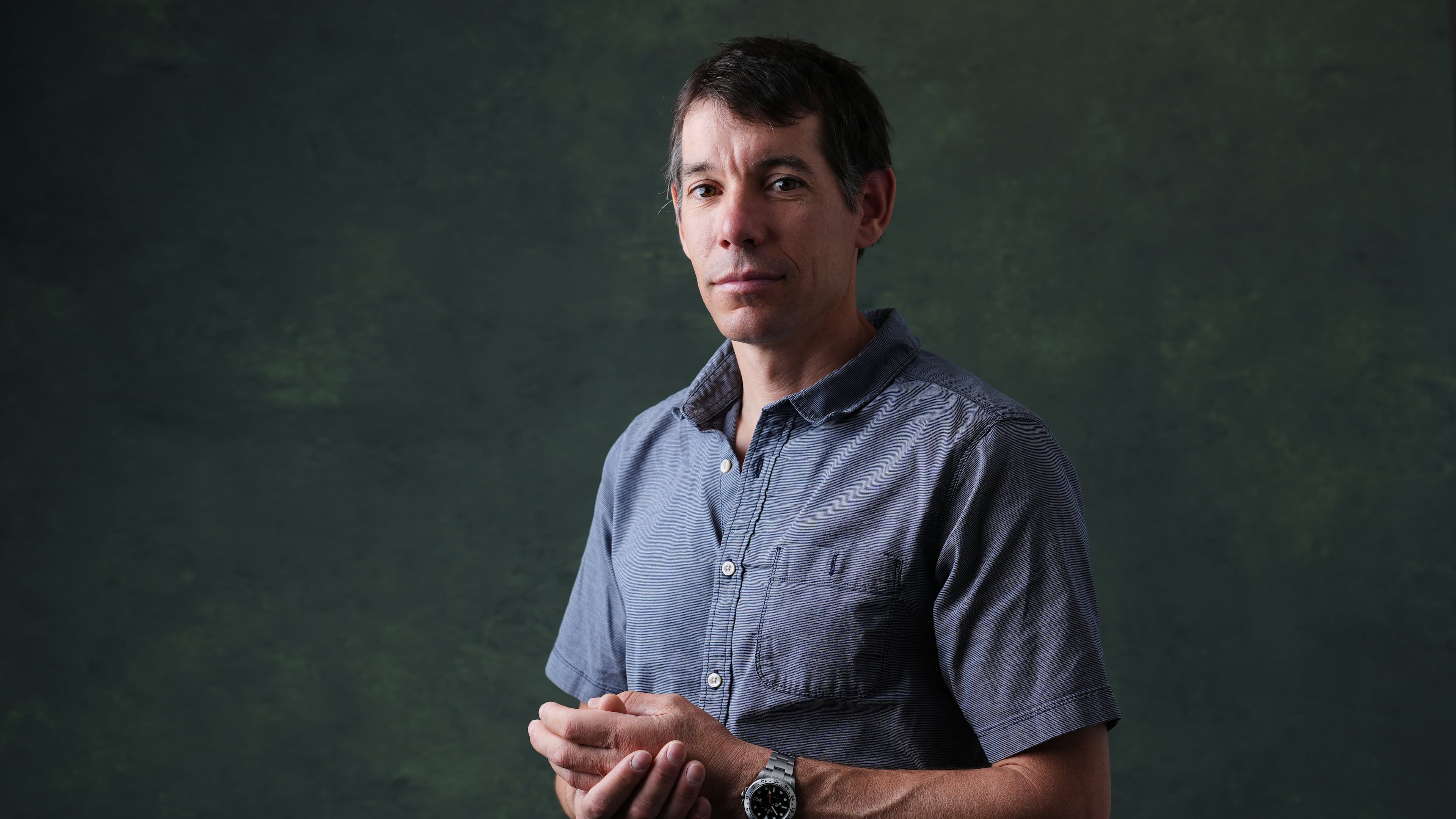 FILE - Professional climber Alex Honnold poses for a portrait Oct. 21, 2025, in Los Angeles. (AP Photo/Marcio Jose Sanchez, File)